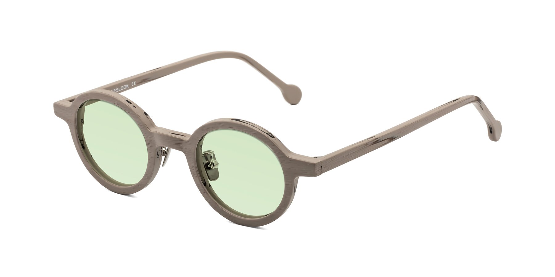 Angle of Timber in Pale Mauve Woodgrain with Light Green Tinted Lenses