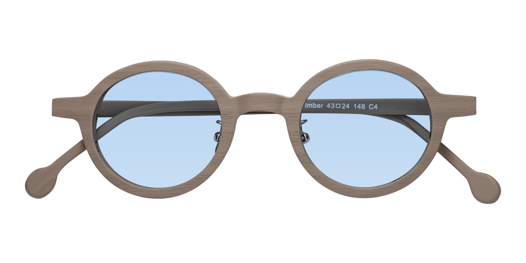 Folded Front of Timber in Pale Mauve Woodgrain with Light Blue Tinted Lenses