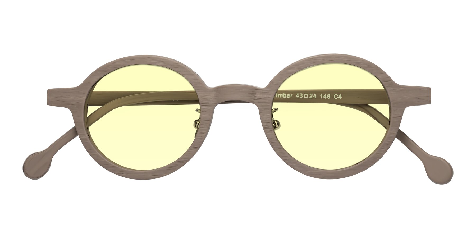 Folded Front of Timber in Pale Mauve Woodgrain with Light Yellow Tinted Lenses