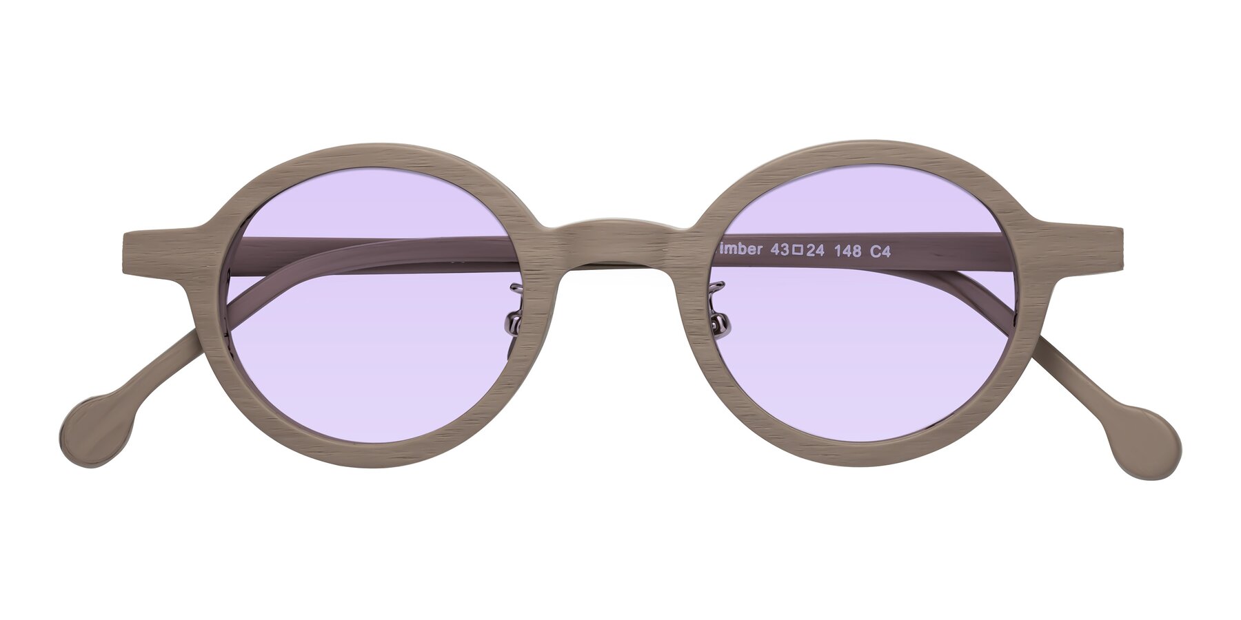 Folded Front of Timber in Pale Mauve Woodgrain with Light Purple Tinted Lenses