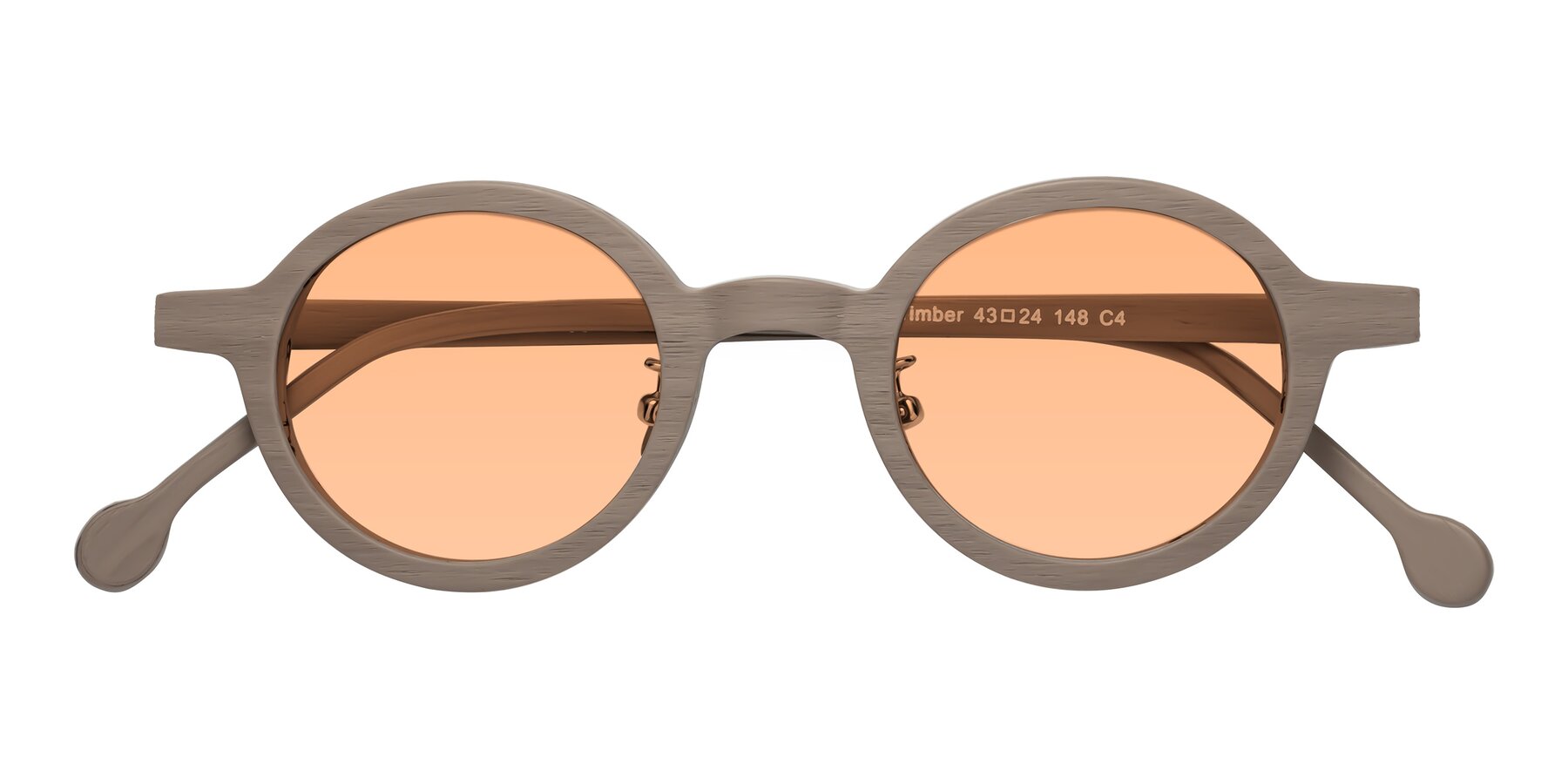 Folded Front of Timber in Pale Mauve Woodgrain with Light Orange Tinted Lenses