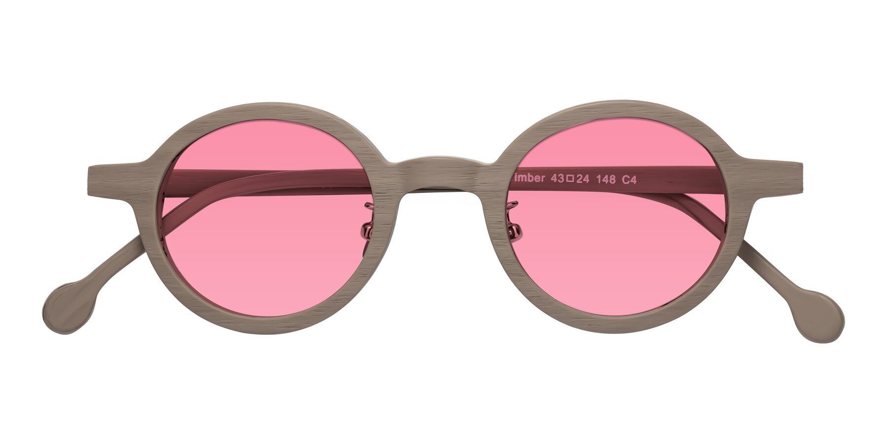 Folded Front of Timber in Pale Mauve Woodgrain with Pink Tinted Lenses