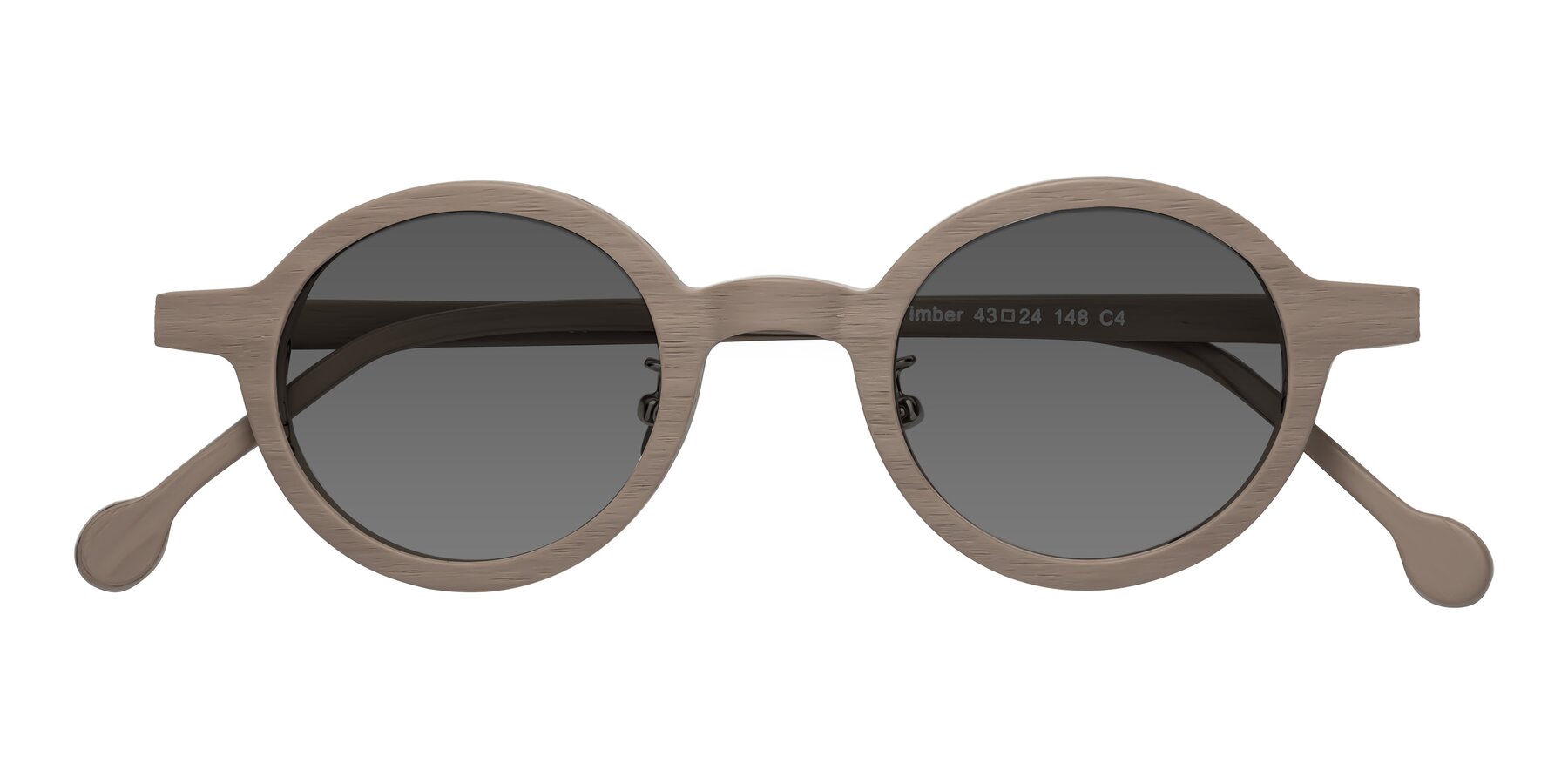 Folded Front of Timber in Pale Mauve Woodgrain with Medium Gray Tinted Lenses