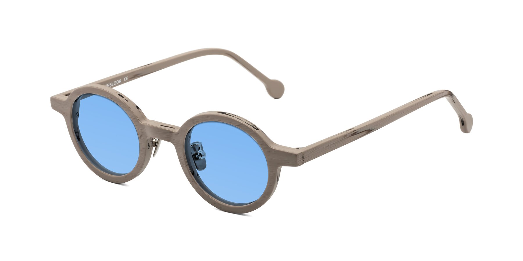 Angle of Timber in Pale Mauve Woodgrain with Medium Blue Tinted Lenses