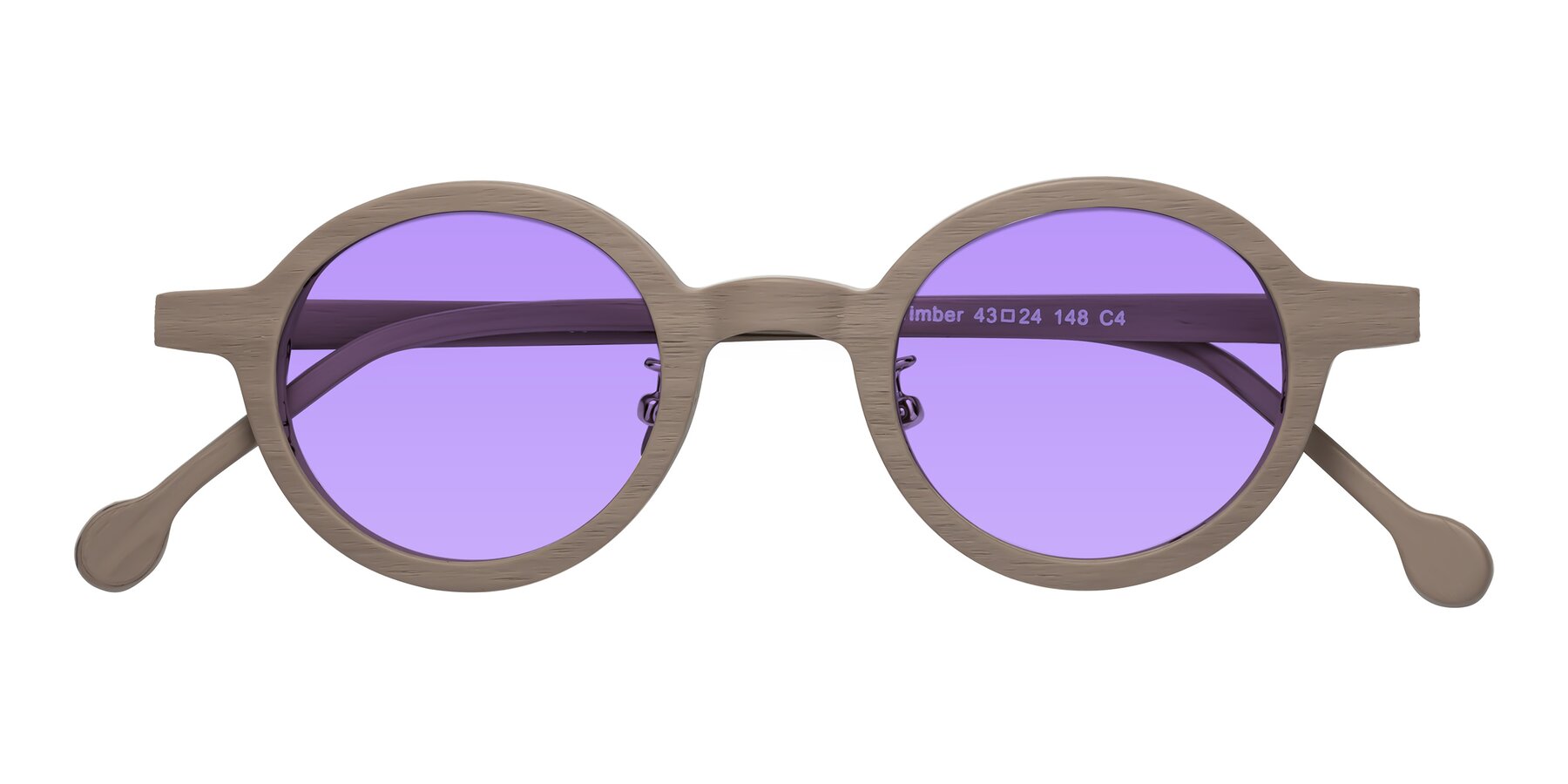 Folded Front of Timber in Pale Mauve Woodgrain with Medium Purple Tinted Lenses