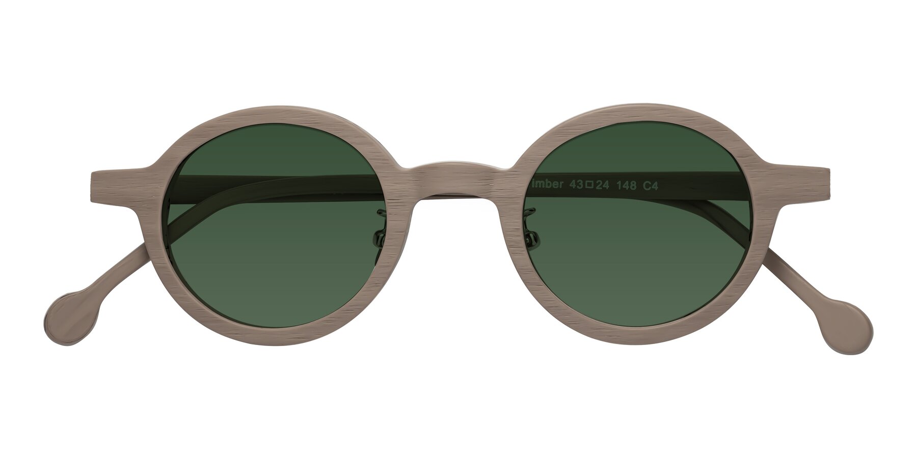 Folded Front of Timber in Pale Mauve Woodgrain with Green Tinted Lenses