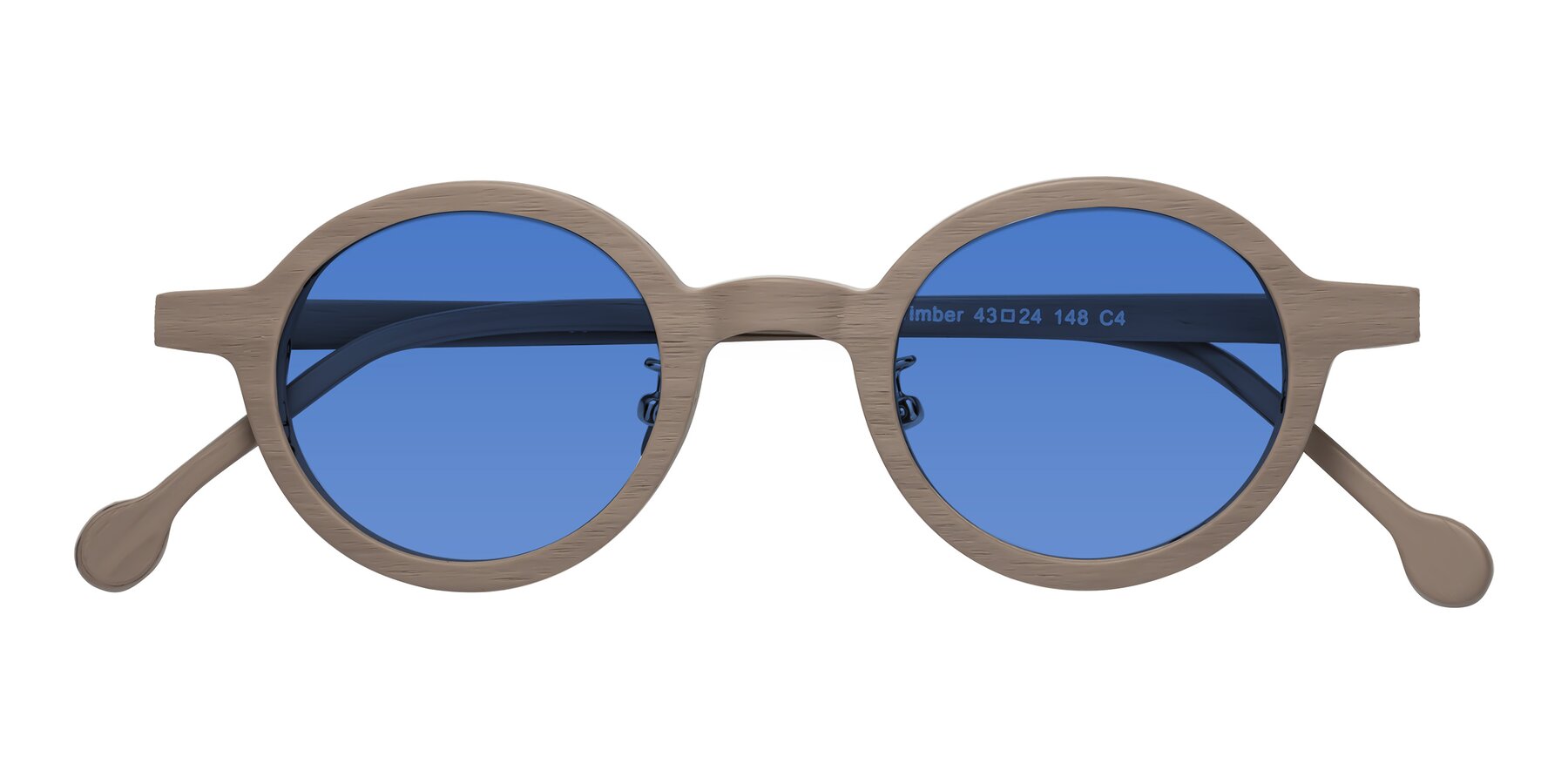 Folded Front of Timber in Pale Mauve Woodgrain with Blue Tinted Lenses