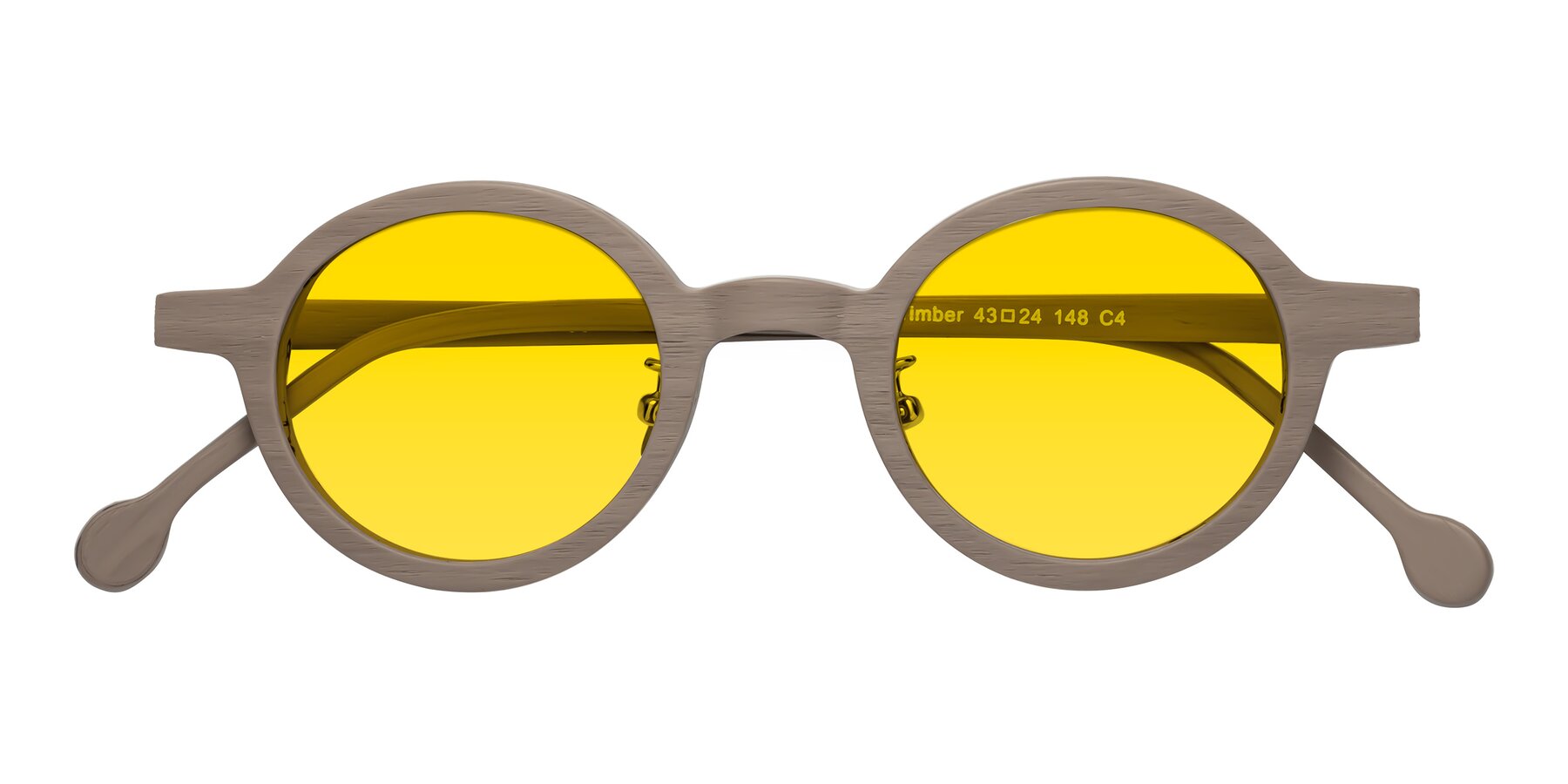 Folded Front of Timber in Pale Mauve Woodgrain with Yellow Tinted Lenses