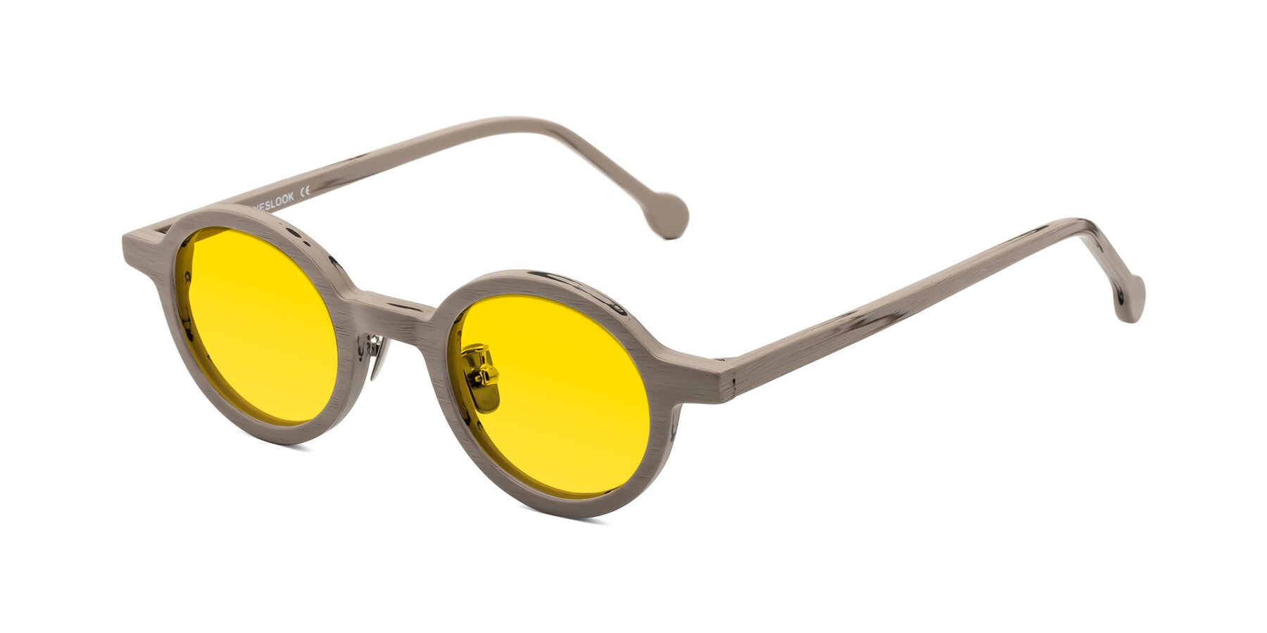 Angle of Timber in Pale Mauve Woodgrain with Yellow Tinted Lenses