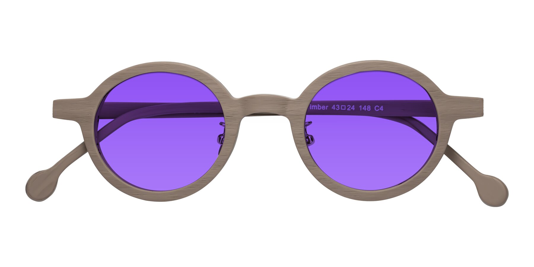 Folded Front of Timber in Pale Mauve Woodgrain with Purple Tinted Lenses