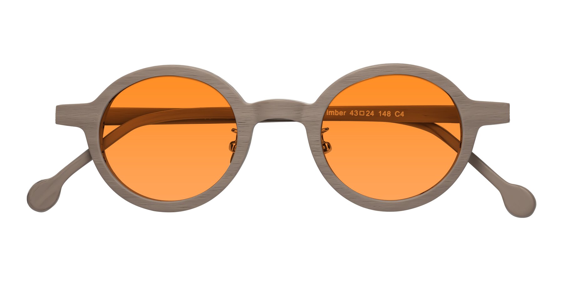 Folded Front of Timber in Pale Mauve Woodgrain with Orange Tinted Lenses