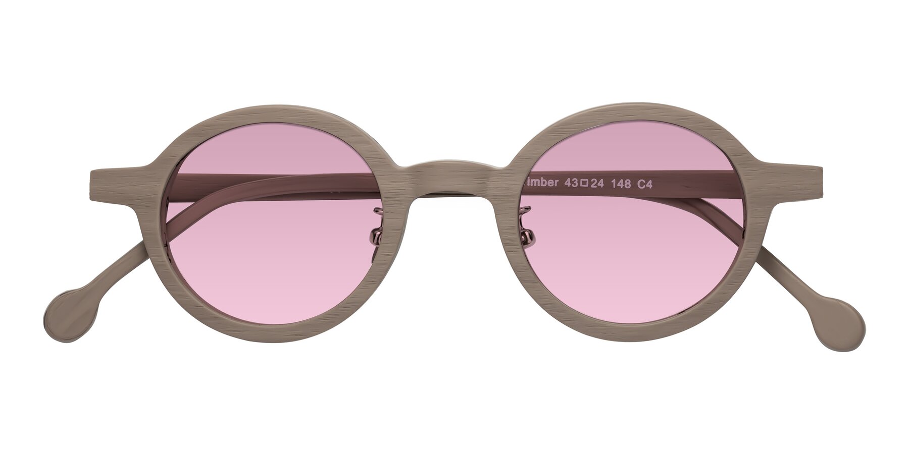 Folded Front of Timber in Pale Mauve Woodgrain with Light Wine Tinted Lenses