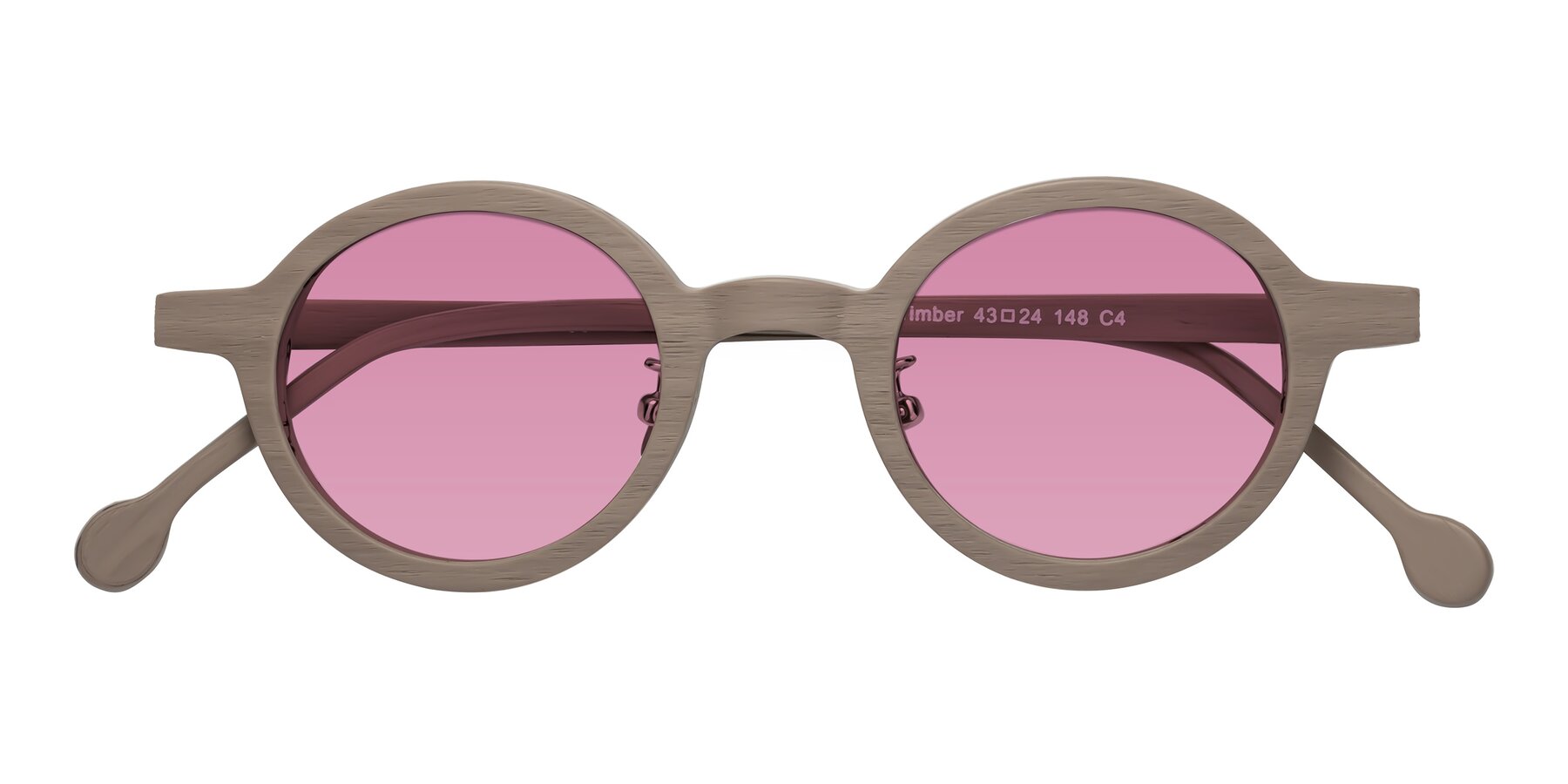 Folded Front of Timber in Pale Mauve Woodgrain with Medium Wine Tinted Lenses