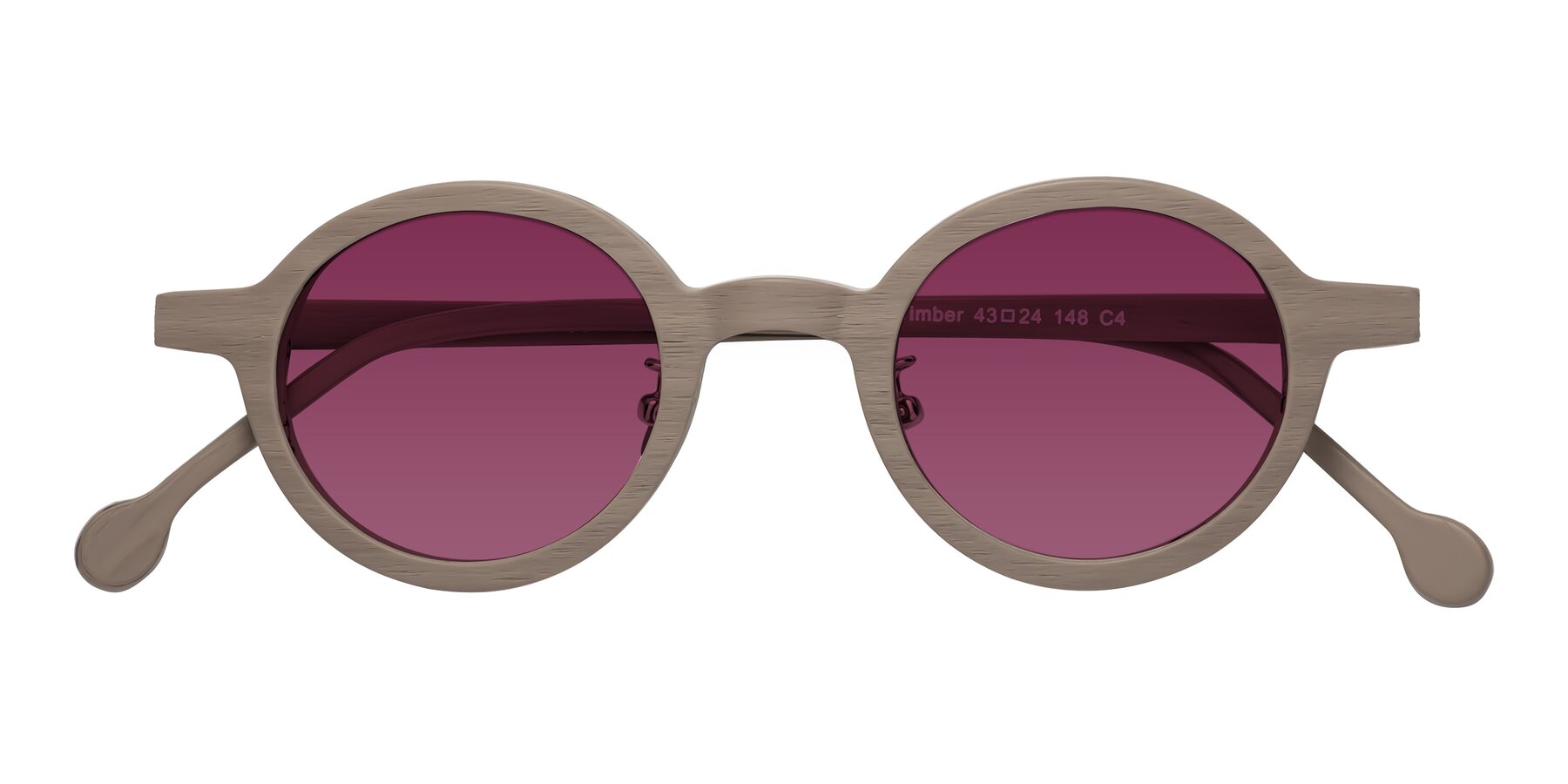 Folded Front of Timber in Pale Mauve Woodgrain with Wine Tinted Lenses