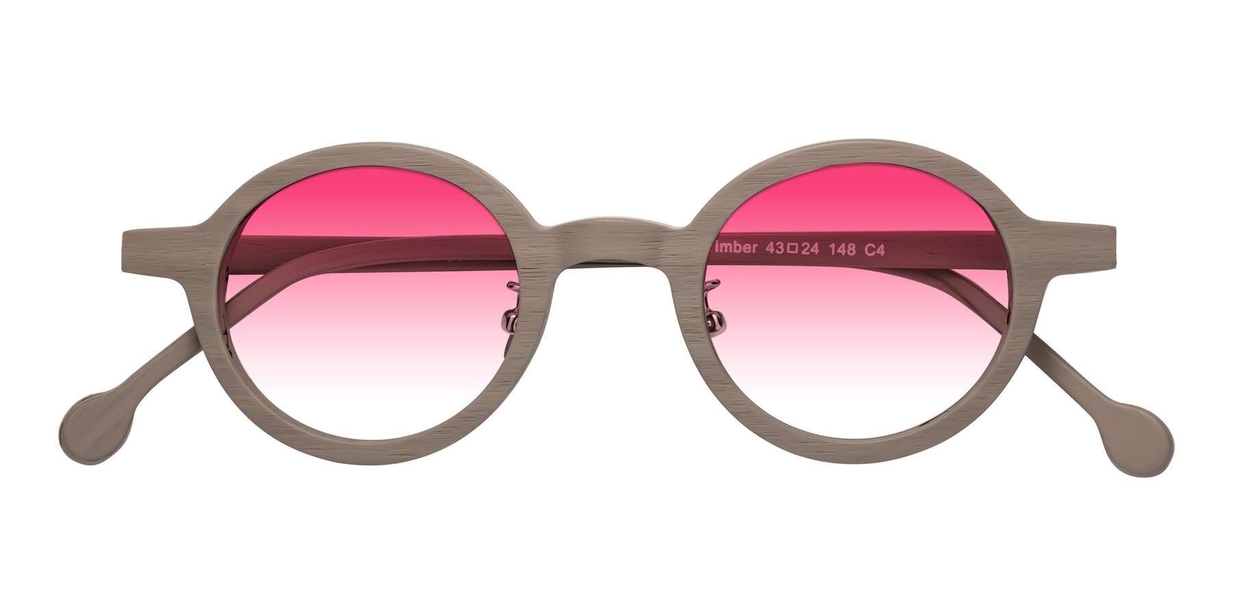 Folded Front of Timber in Pale Mauve Woodgrain with Pink Gradient Lenses