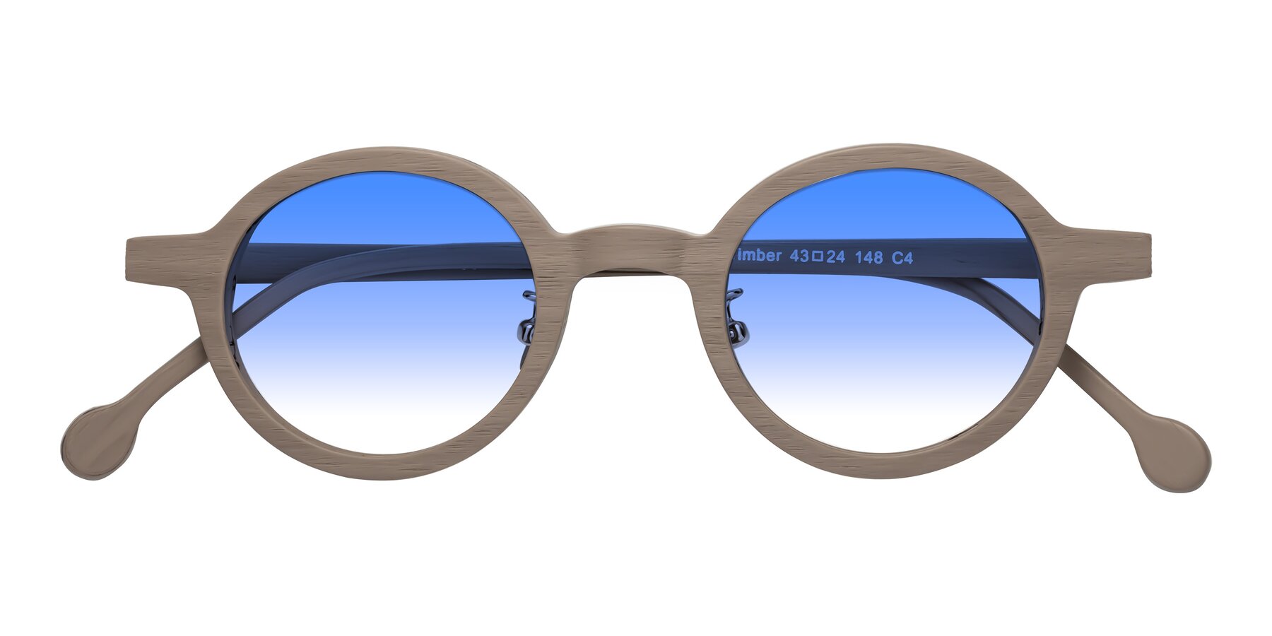 Folded Front of Timber in Pale Mauve Woodgrain with Blue Gradient Lenses