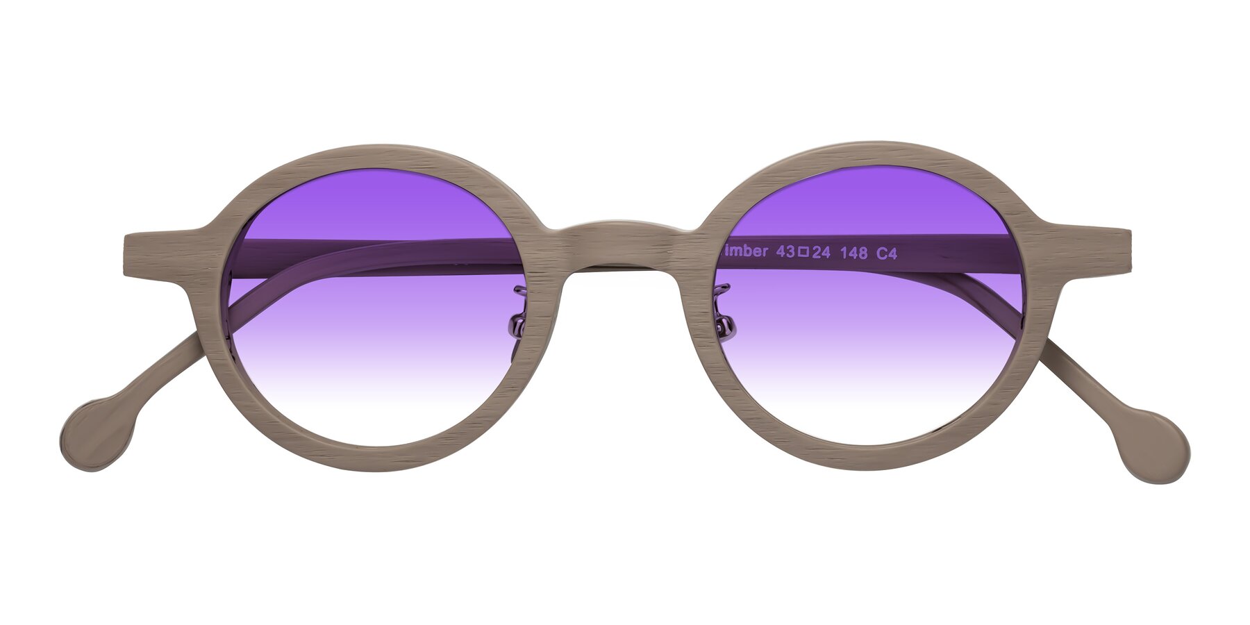 Folded Front of Timber in Pale Mauve Woodgrain with Purple Gradient Lenses