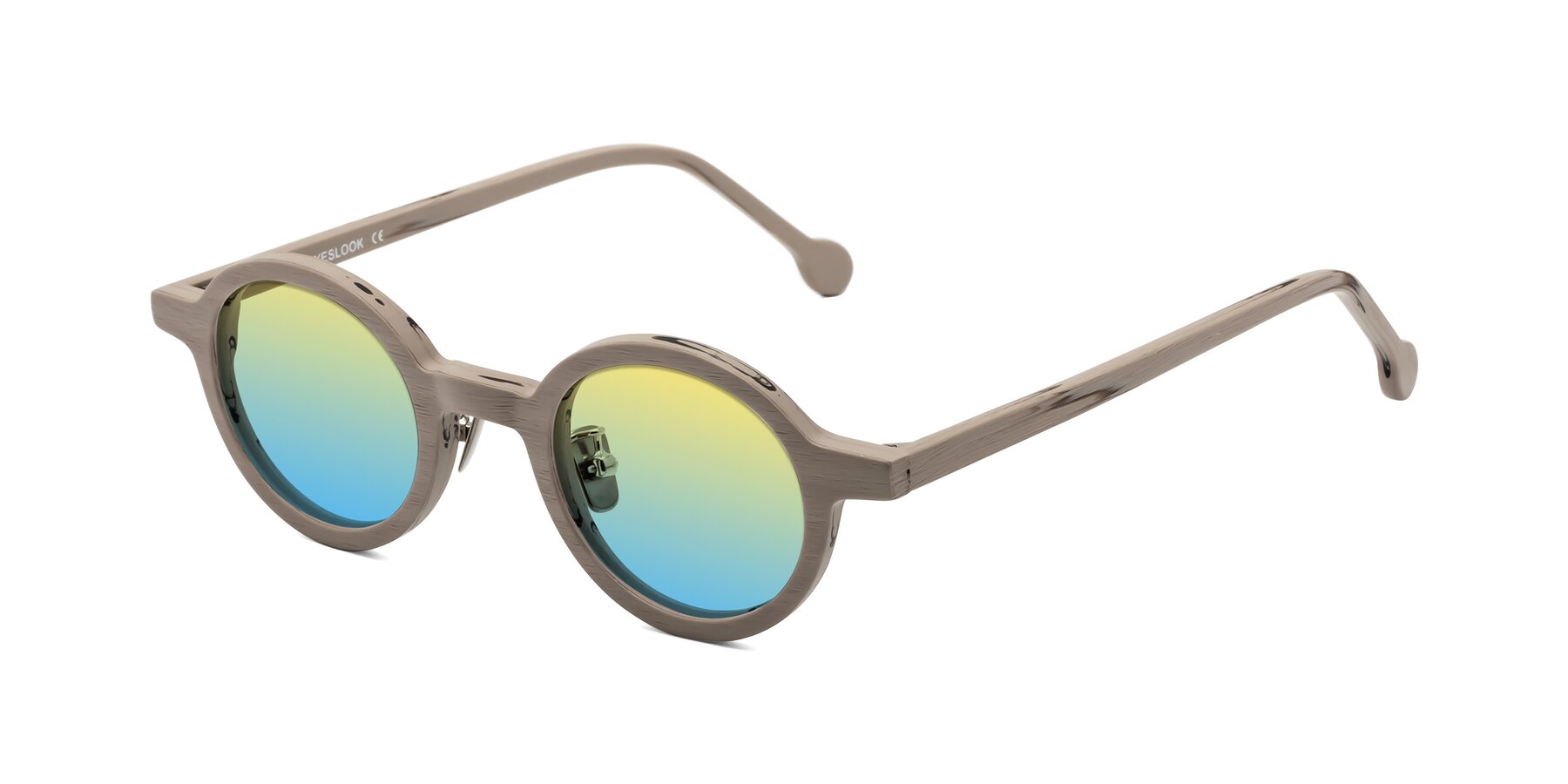 Angle of Timber in Pale Mauve Woodgrain with Yellow / Blue Gradient Lenses