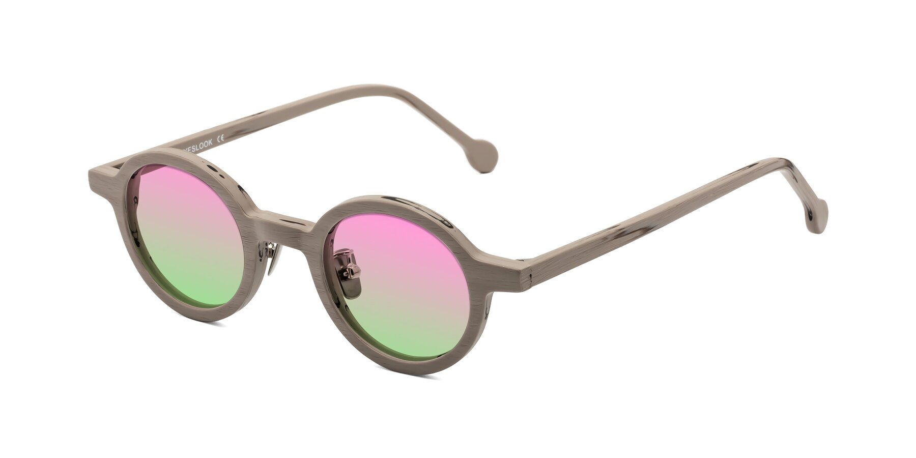 Angle of Timber in Pale Mauve Woodgrain with Pink / Green Gradient Lenses