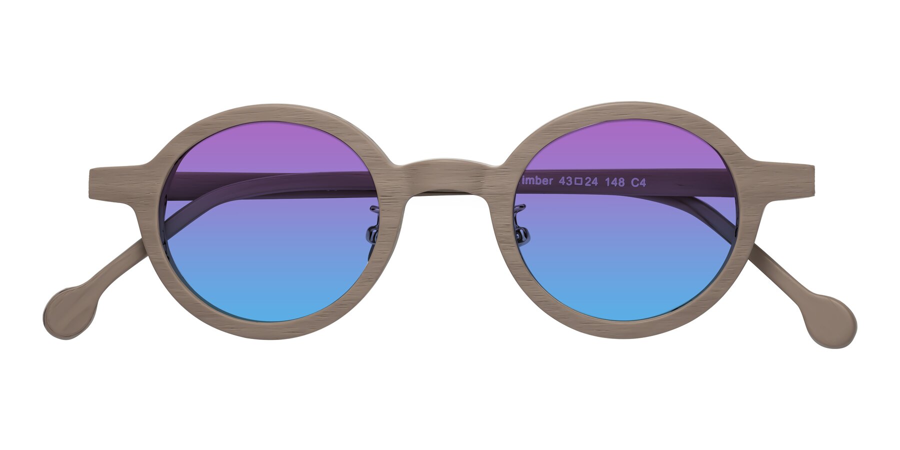 Folded Front of Timber in Pale Mauve Woodgrain with Purple / Blue Gradient Lenses