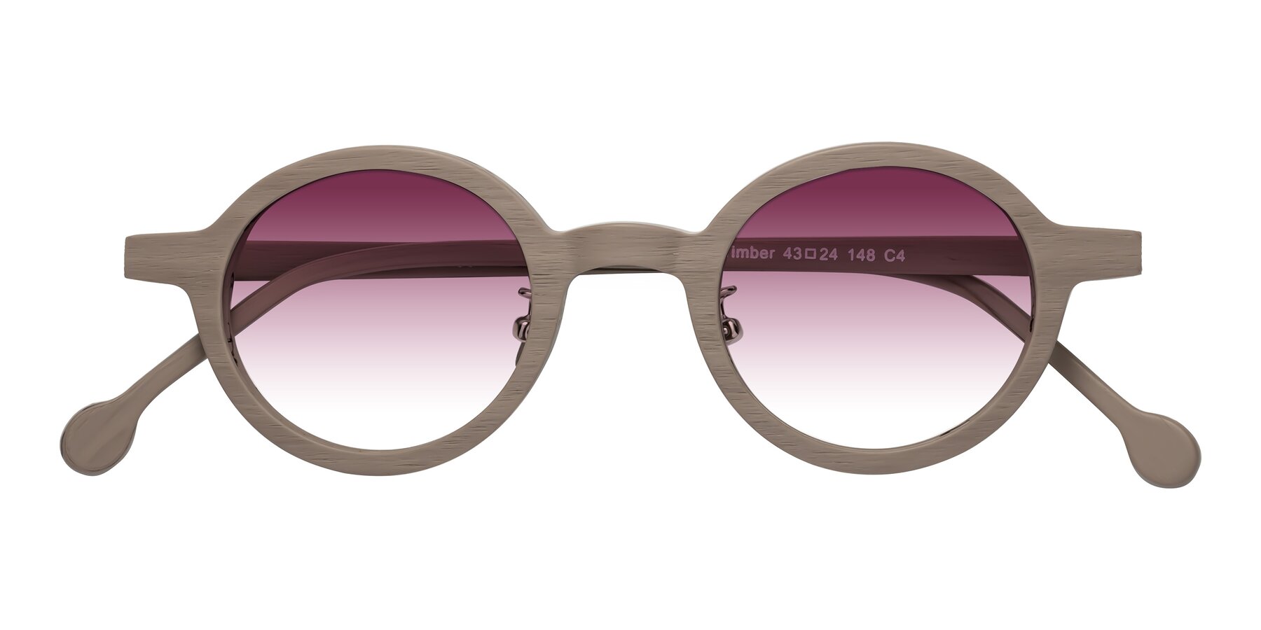 Folded Front of Timber in Pale Mauve Woodgrain with Wine Gradient Lenses