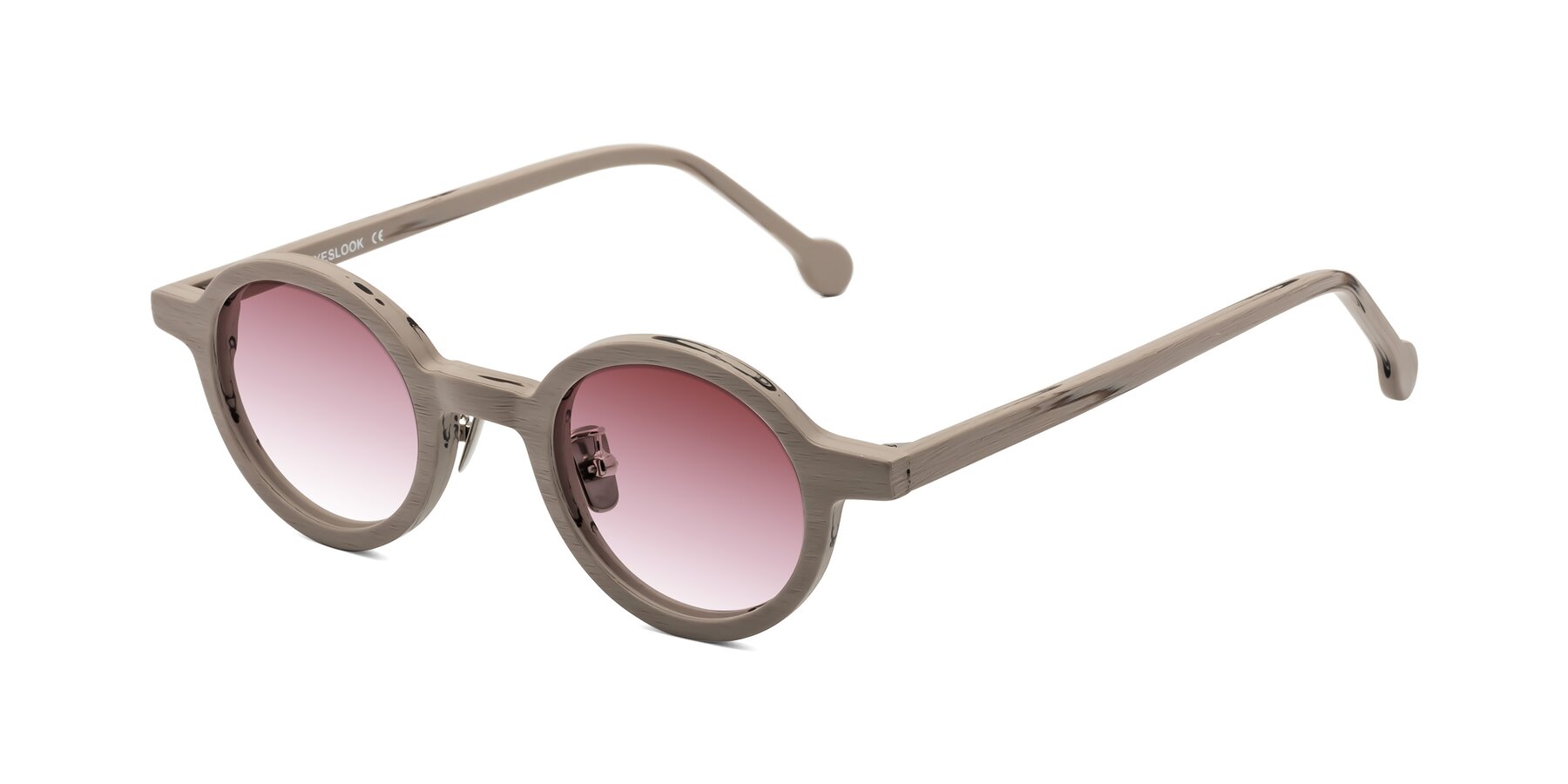 Angle of Timber in Pale Mauve Woodgrain with Garnet Gradient Lenses