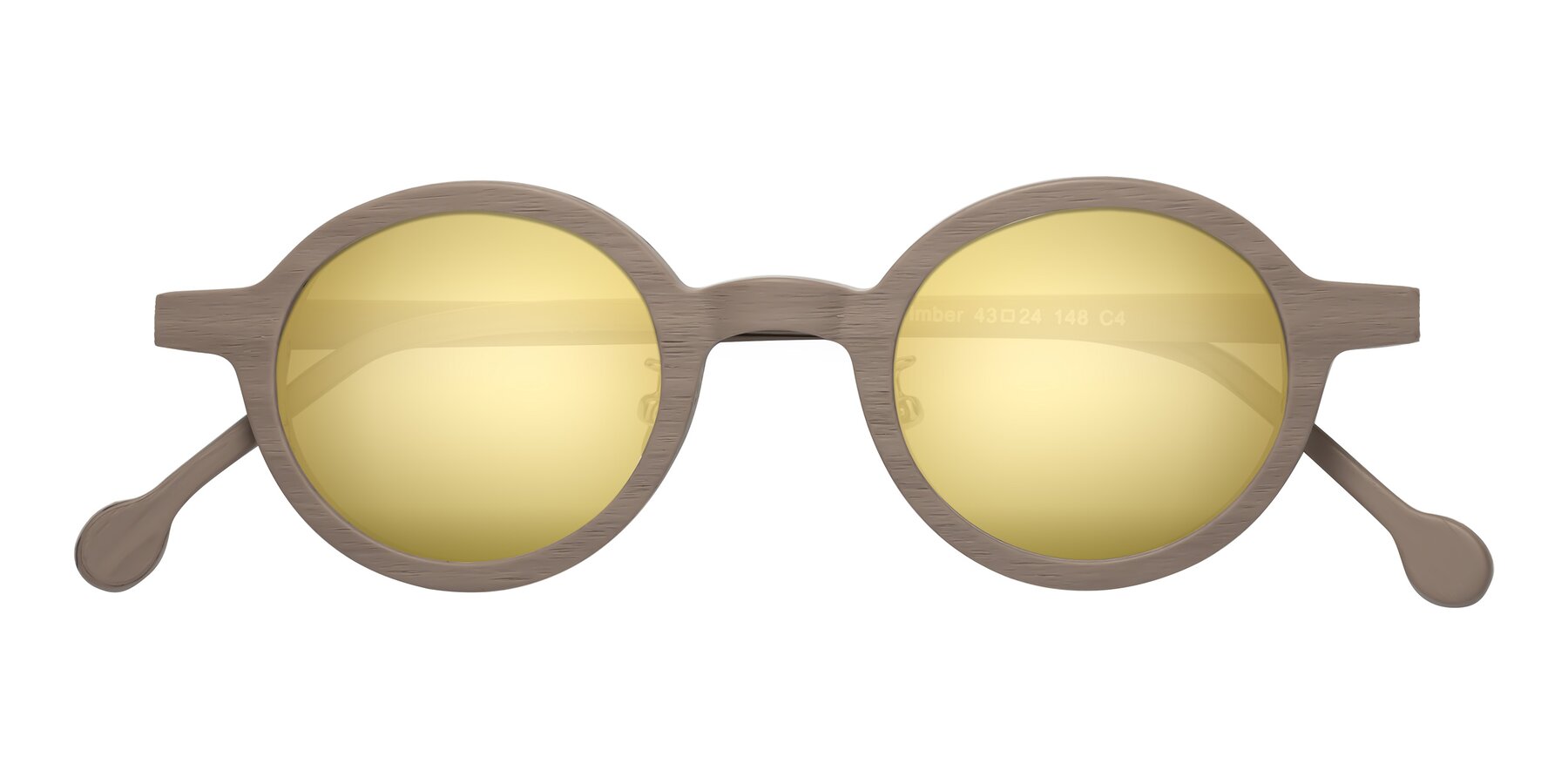 Folded Front of Timber in Pale Mauve Woodgrain with Gold Mirrored Lenses