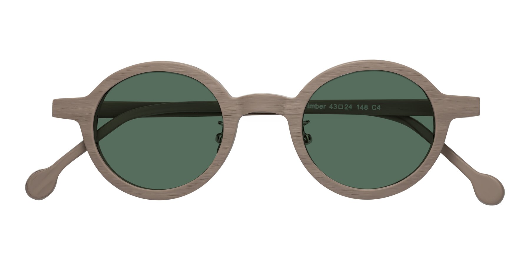 Folded Front of Timber in Pale Mauve Woodgrain with Green Polarized Lenses