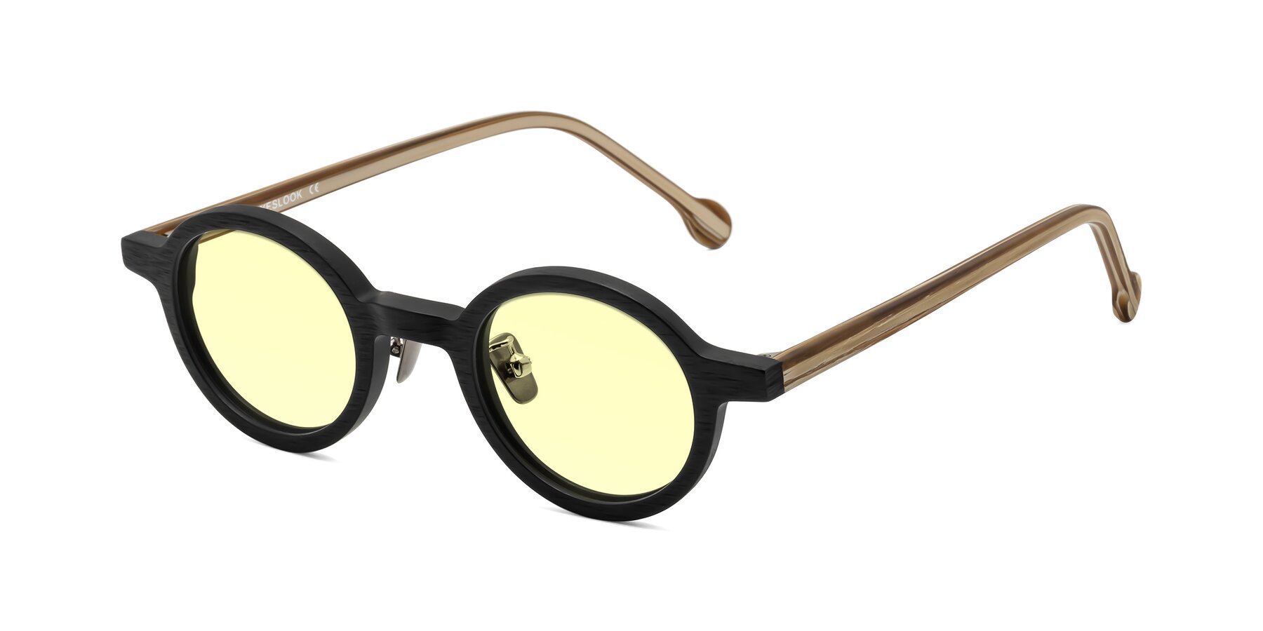 Angle of Timber in Black-Sugar Woodgrain with Light Yellow Tinted Lenses