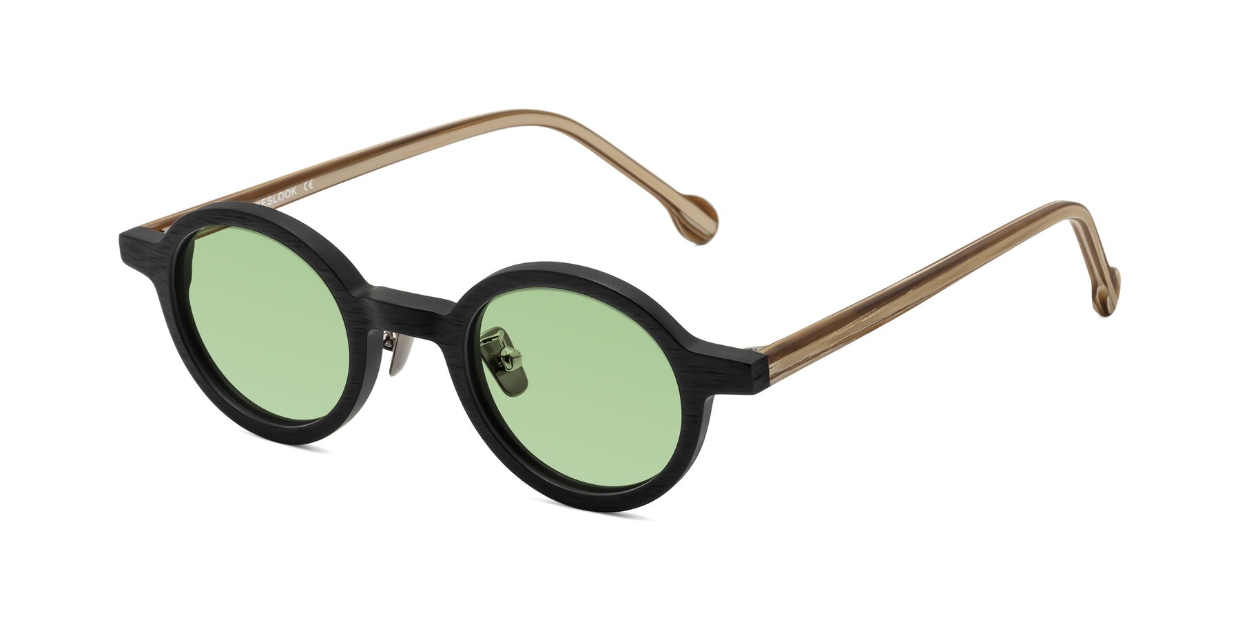 Angle of Timber in Black-Sugar Woodgrain with Medium Green Tinted Lenses