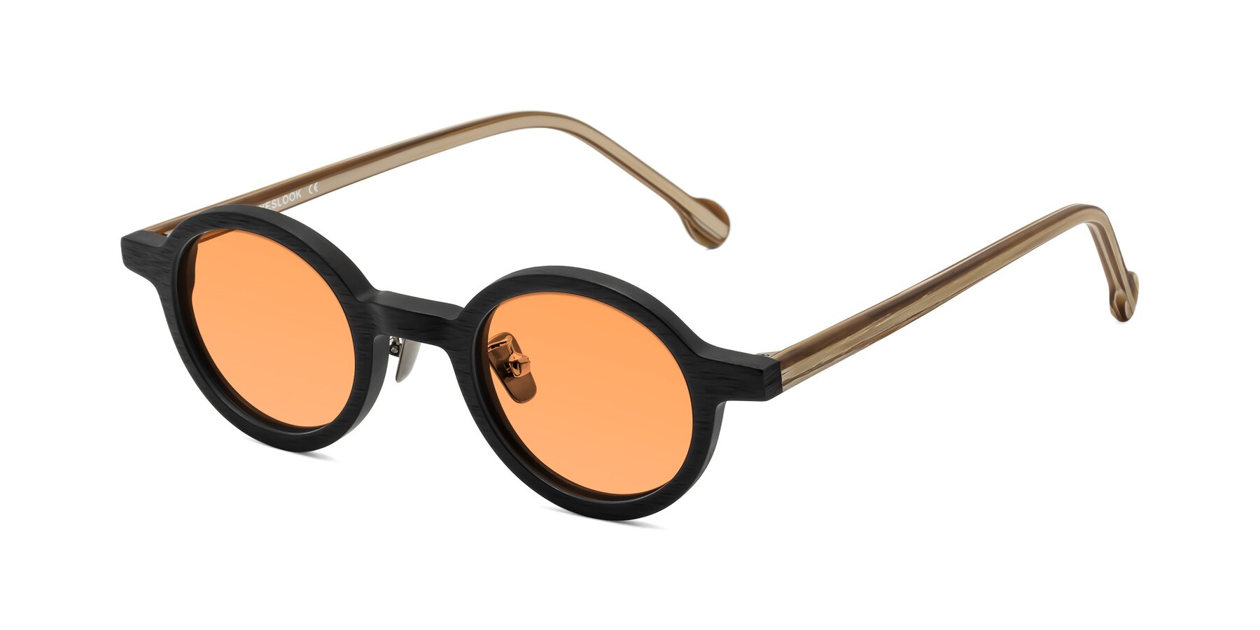 Angle of Timber in Black-Sugar Woodgrain with Medium Orange Tinted Lenses