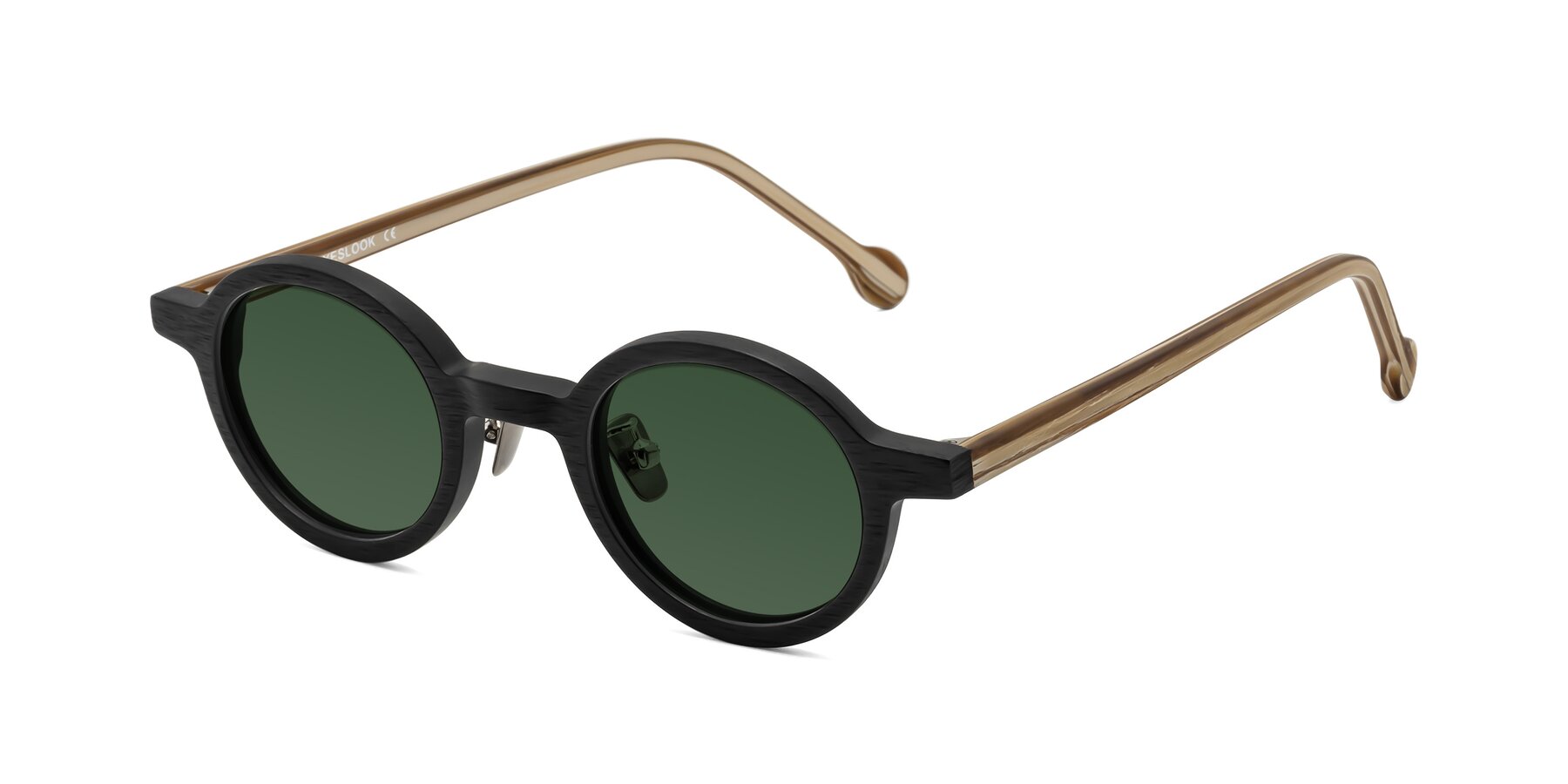 Angle of Timber in Black-Sugar Woodgrain with Green Tinted Lenses