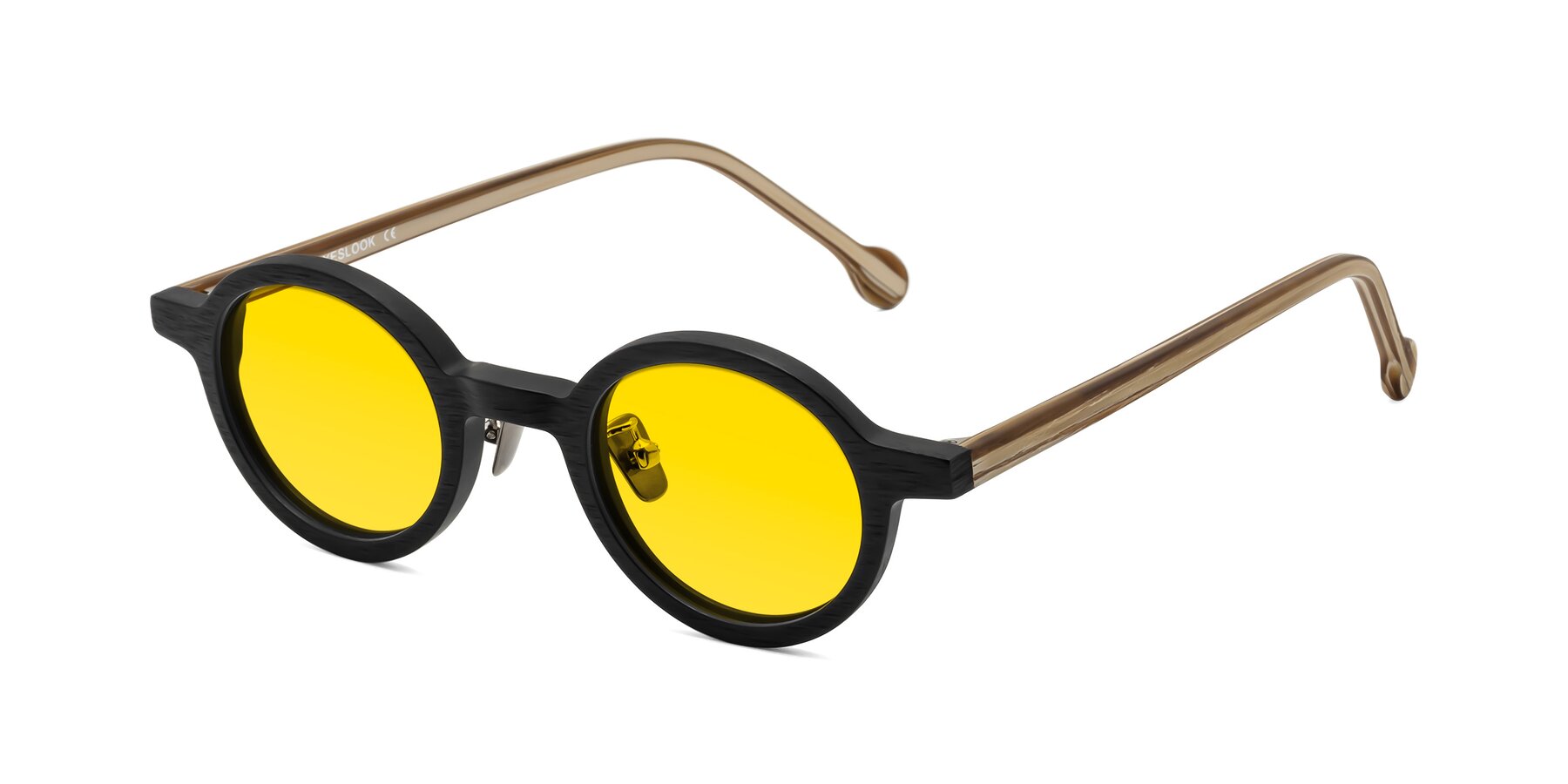 Angle of Timber in Black-Sugar Woodgrain with Yellow Tinted Lenses