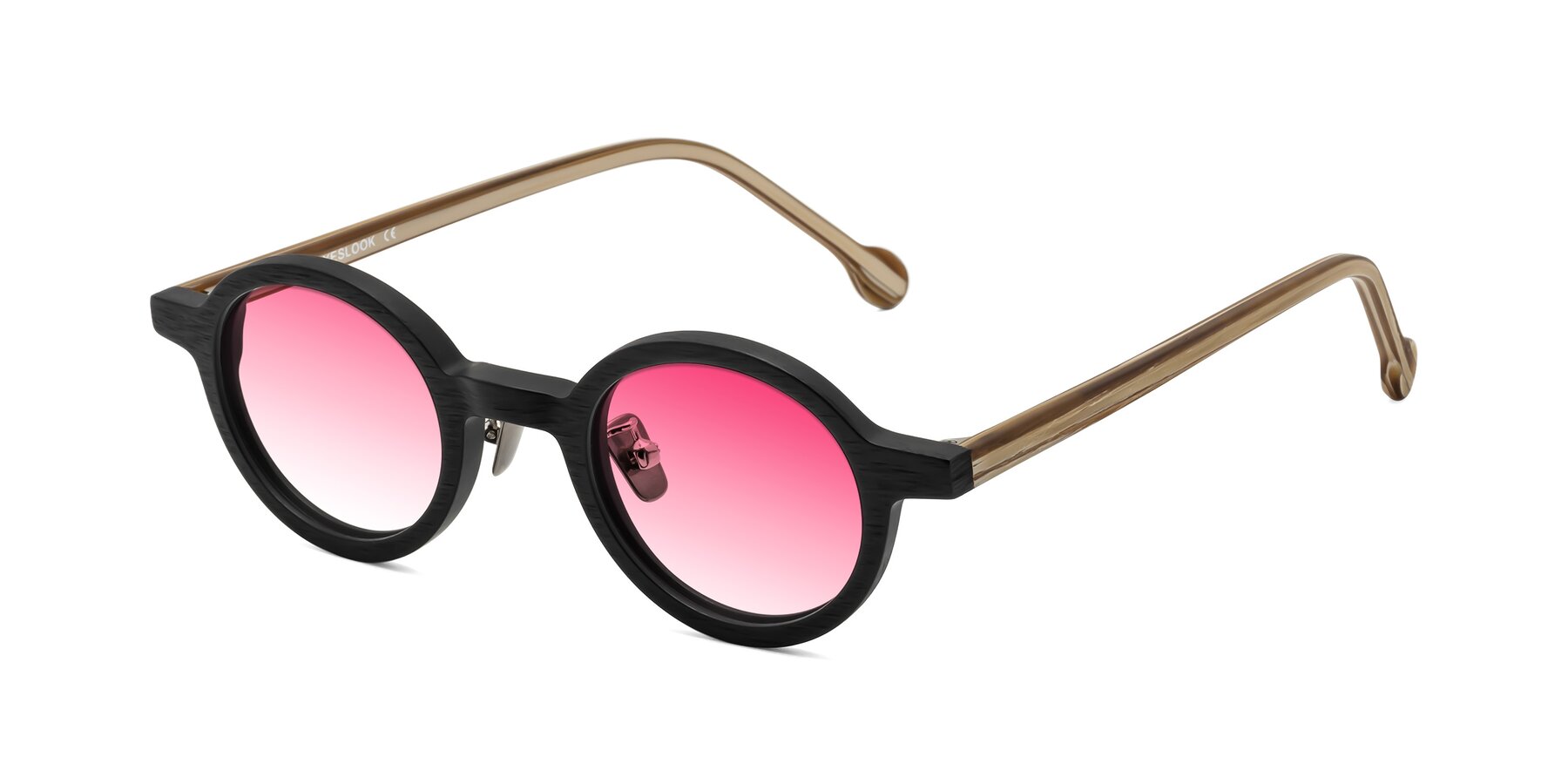 Angle of Timber in Black-Sugar Woodgrain with Pink Gradient Lenses