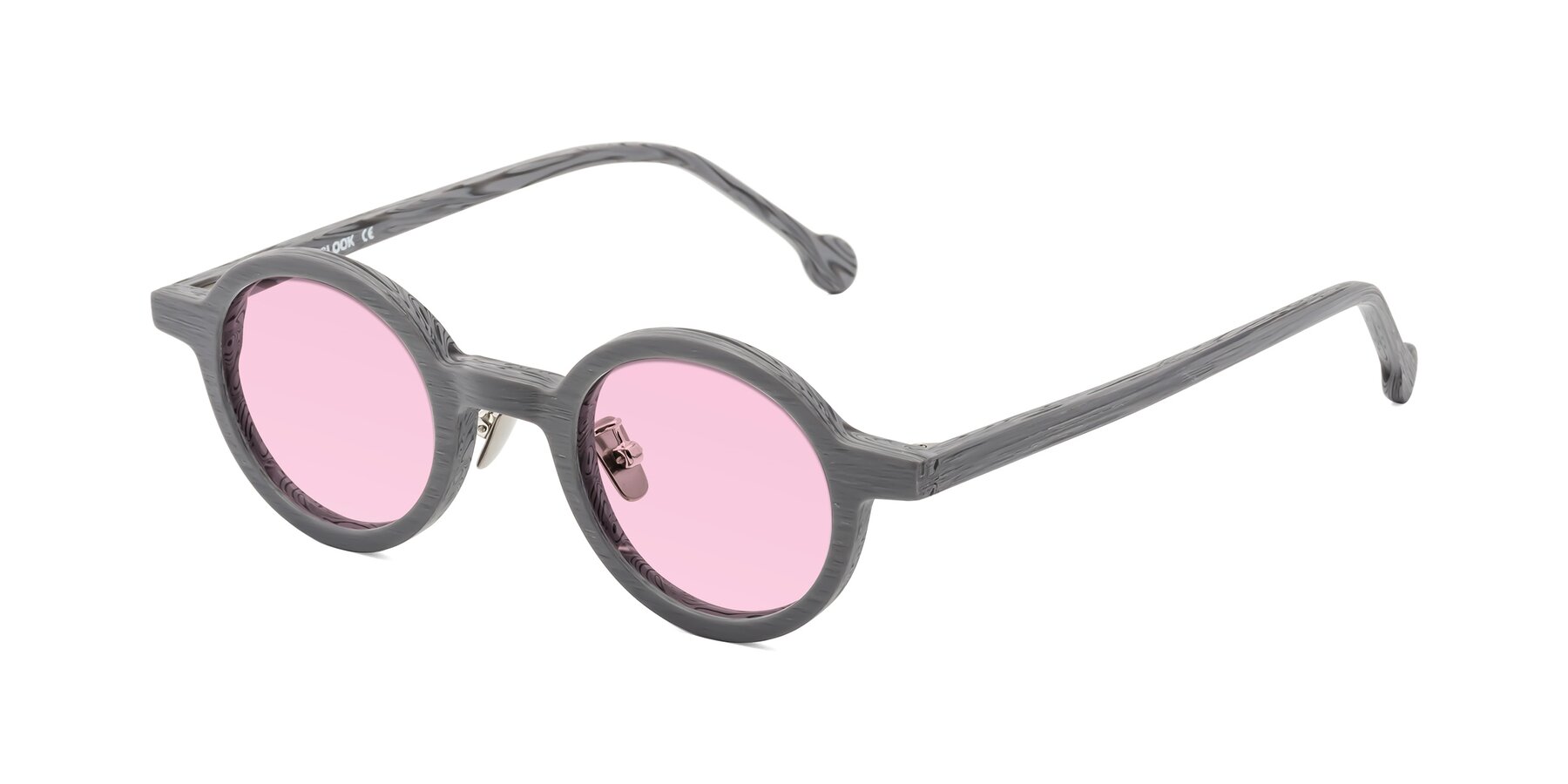 Angle of Timber in Cement Woodgrain with Light Pink Tinted Lenses