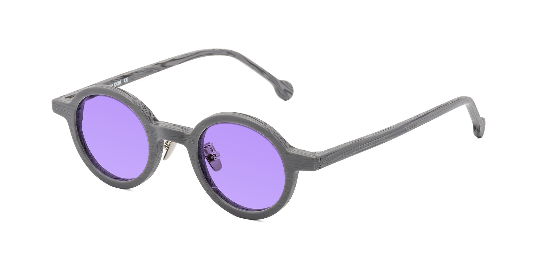 Angle of Timber in Cement Woodgrain with Medium Purple Tinted Lenses