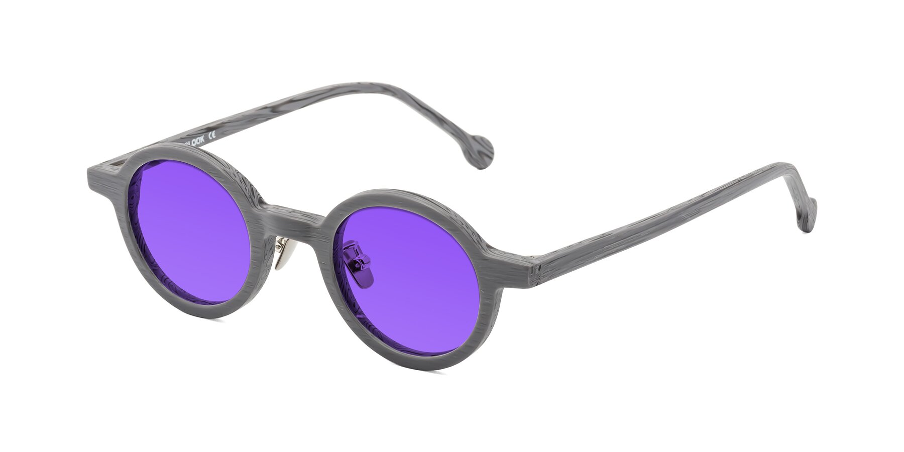 Angle of Timber in Cement Woodgrain with Purple Tinted Lenses