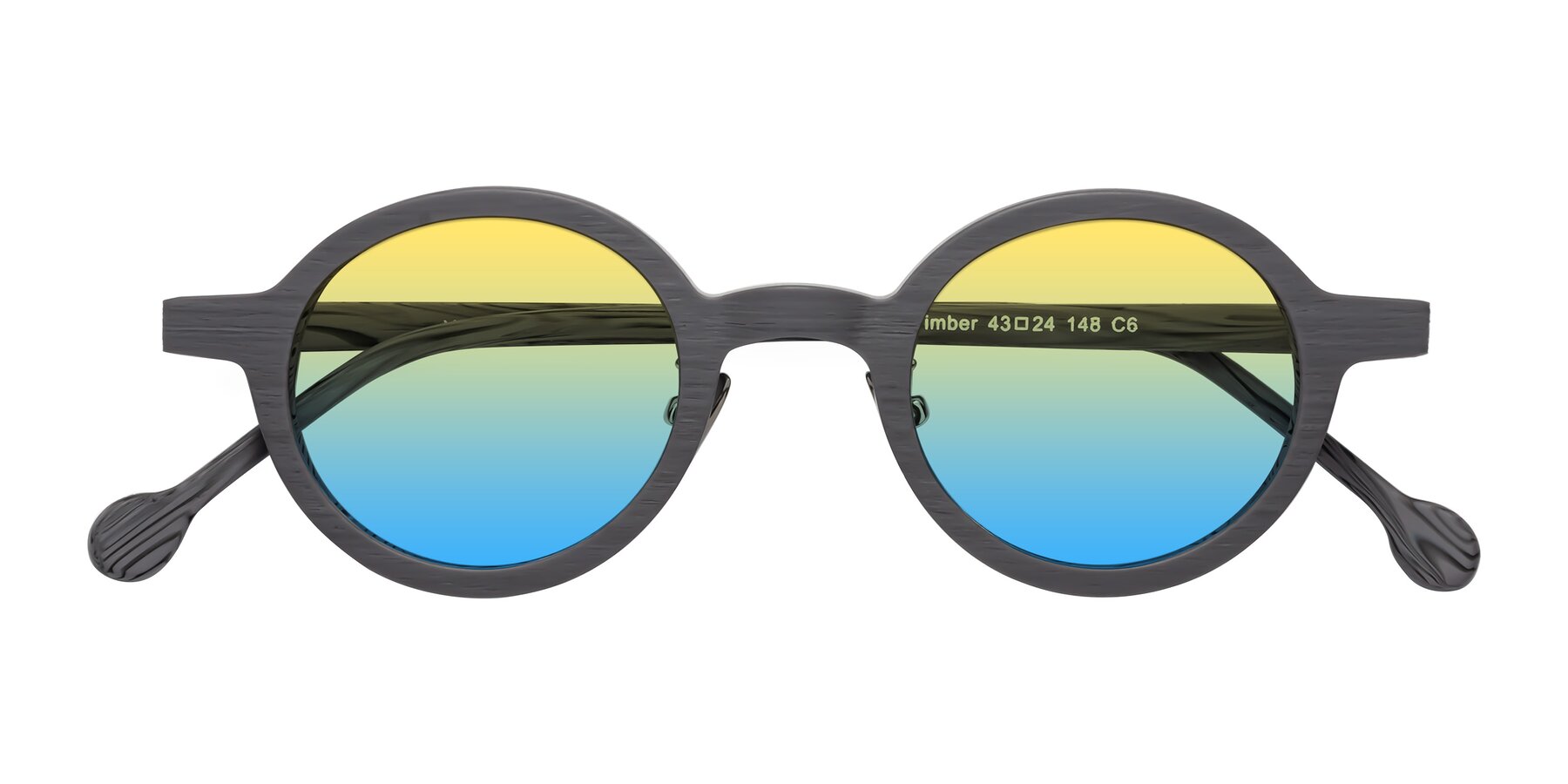 Folded Front of Timber in Cement Woodgrain with Yellow / Blue Gradient Lenses