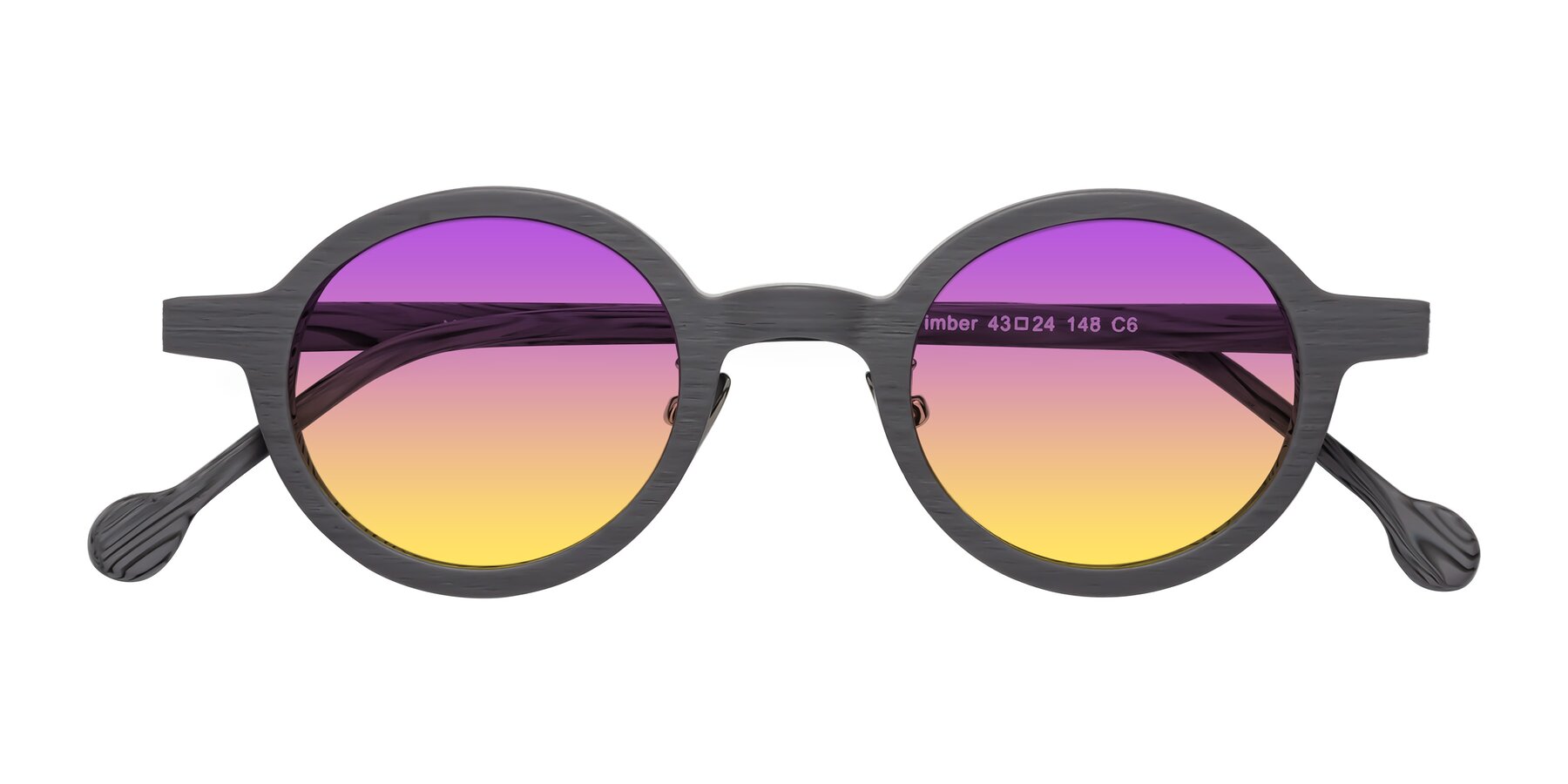 Folded Front of Timber in Cement Woodgrain with Purple / Yellow Gradient Lenses