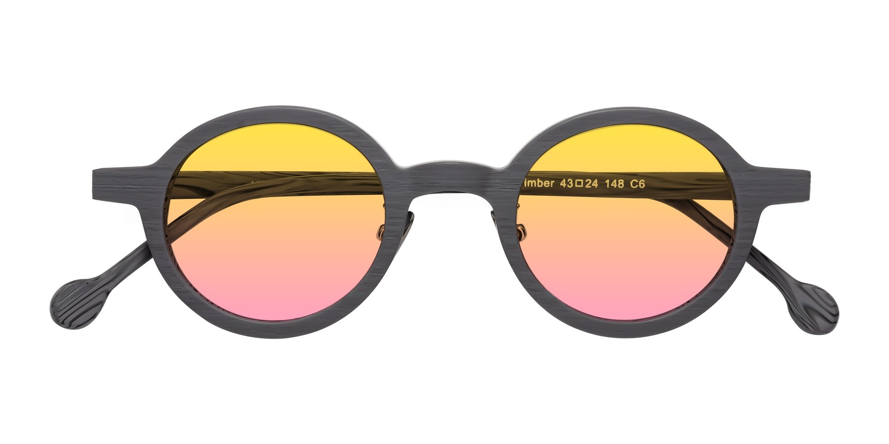 Folded Front of Timber in Cement Woodgrain with Yellow / Pink Gradient Lenses