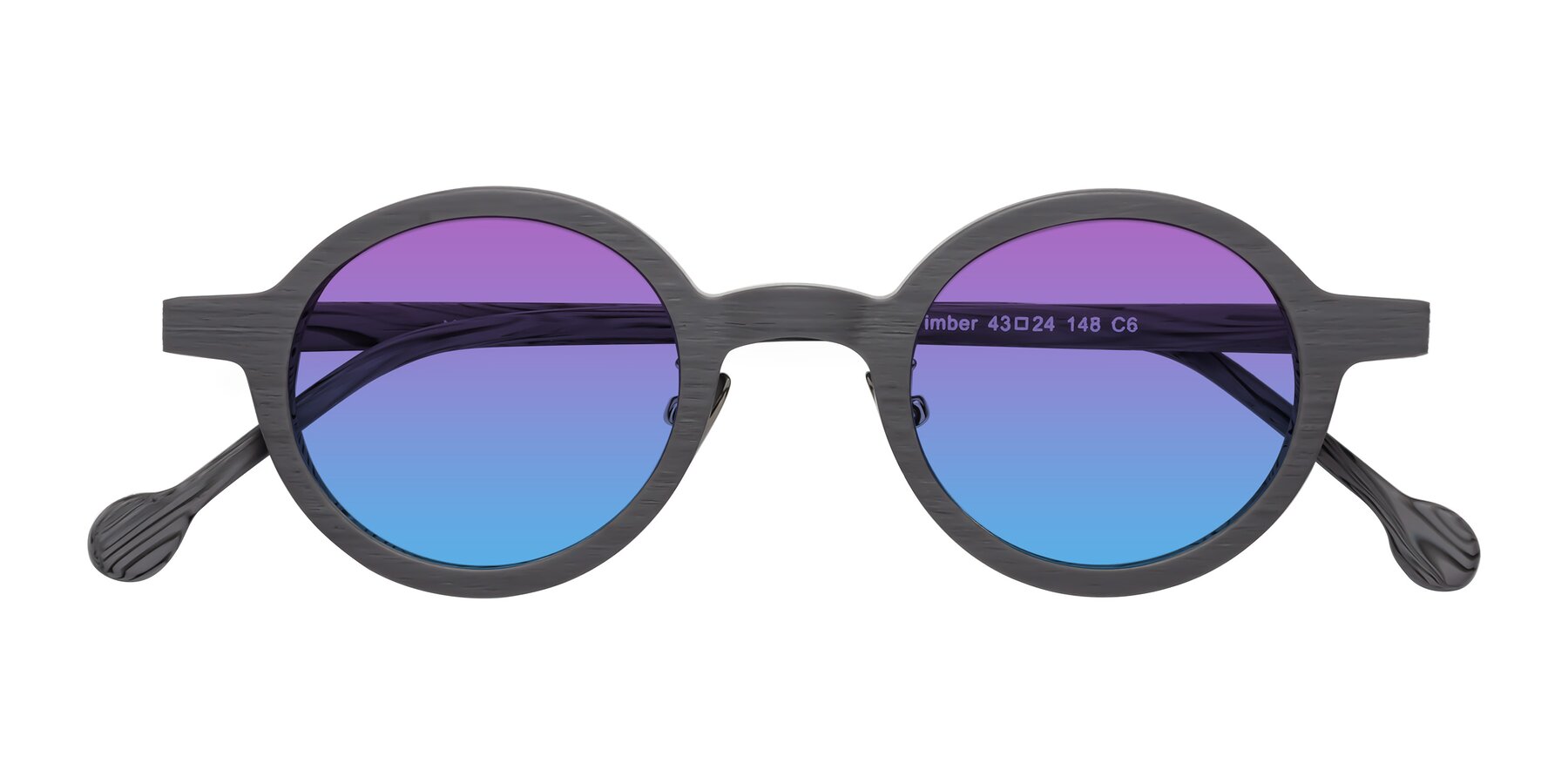 Folded Front of Timber in Cement Woodgrain with Purple / Blue Gradient Lenses