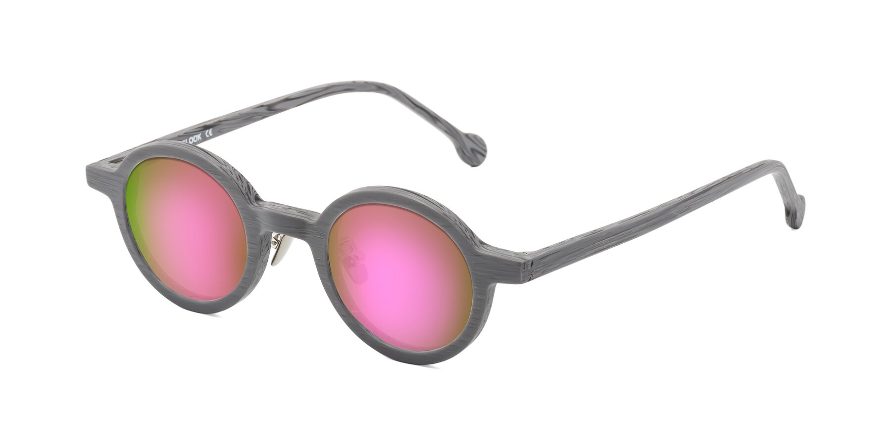 Angle of Timber in Cement Woodgrain with Pink Mirrored Lenses