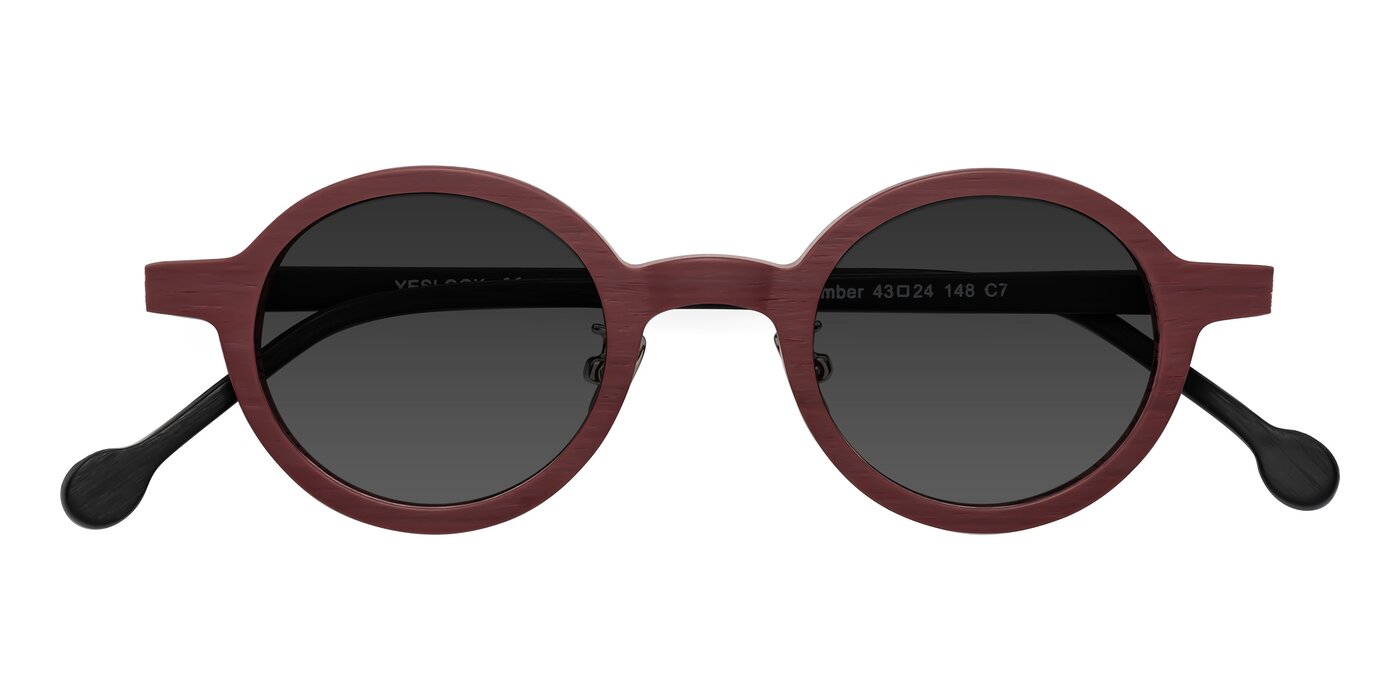 Timber - Burgundy / Black Woodgrain Tinted Sunglasses