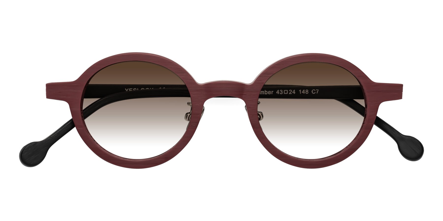 Folded Front of Timber in Burgundy-Black Woodgrain with Brown Gradient Lenses