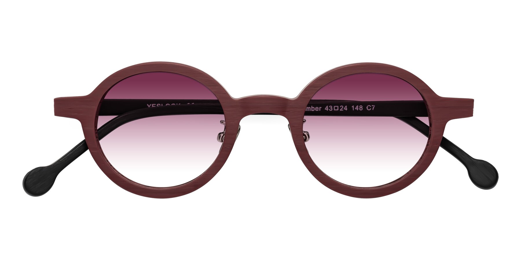 Folded Front of Timber in Burgundy-Black Woodgrain with Wine Gradient Lenses