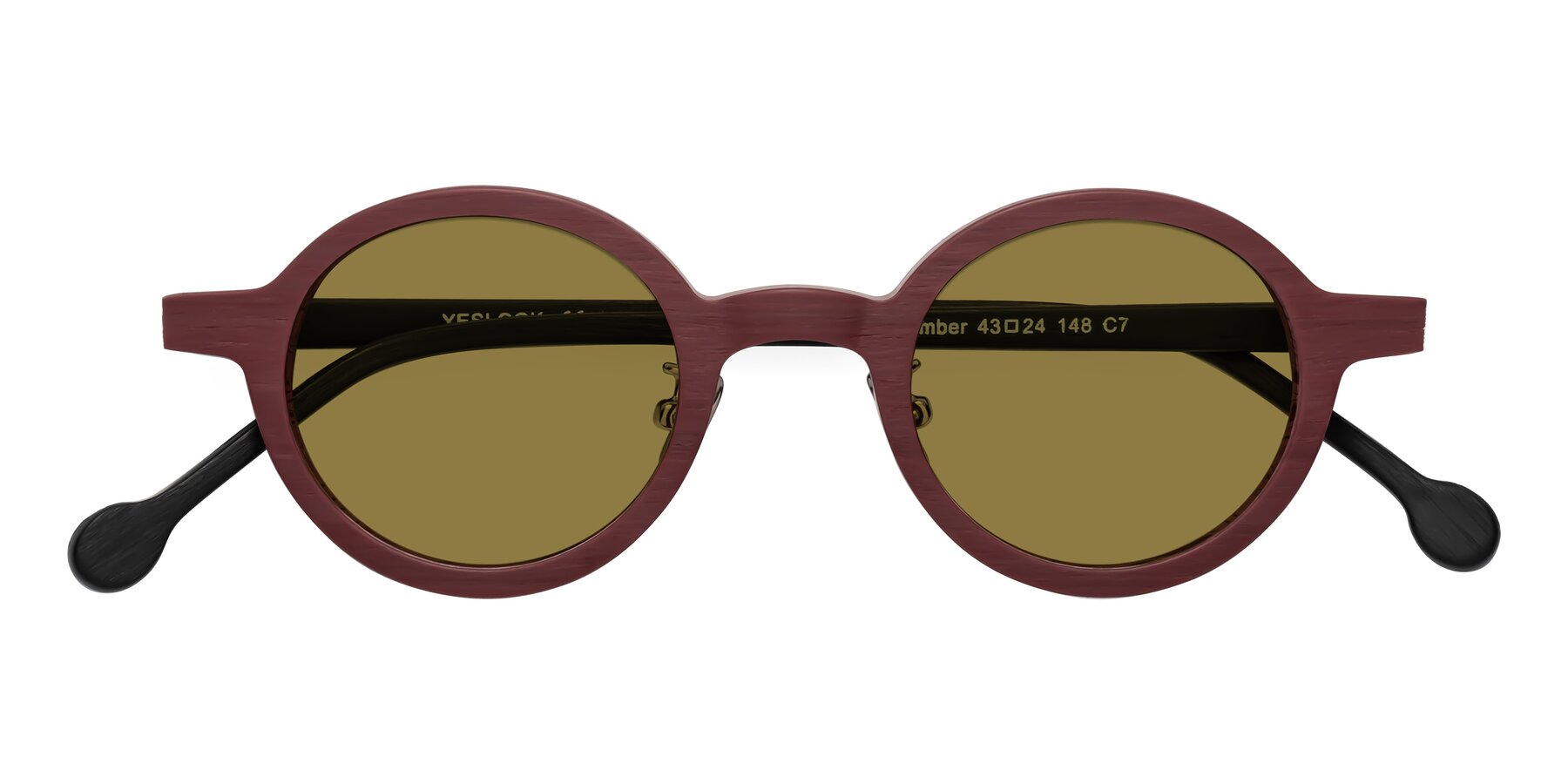 Folded Front of Timber in Burgundy-Black Woodgrain with Brown Polarized Lenses