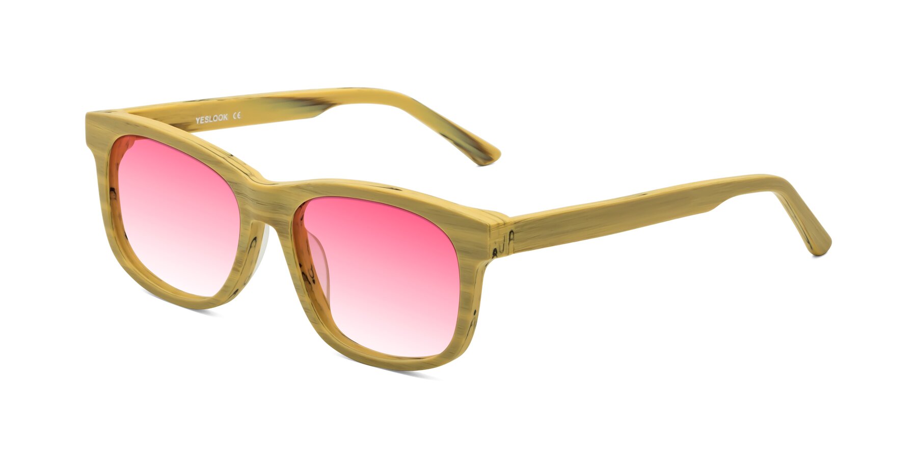 Angle of Alfred in Egg Yolk Woodgrain with Pink Gradient Lenses