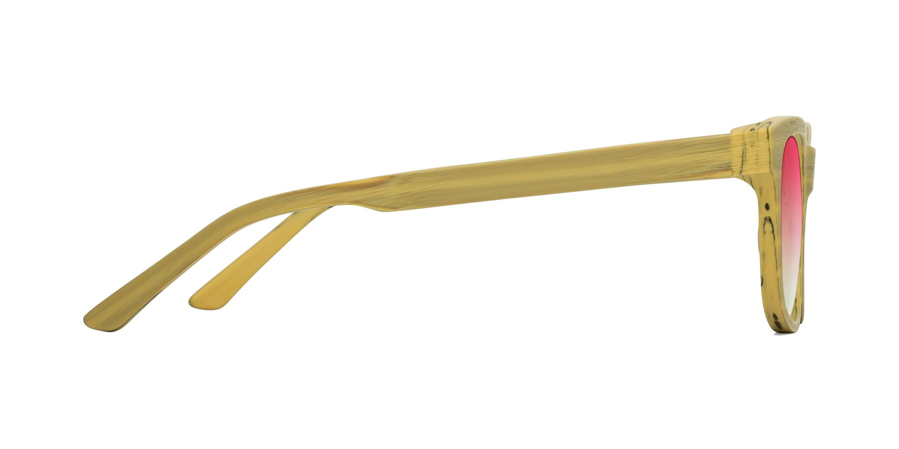 Side of Alfred in Egg Yolk Woodgrain with Pink Gradient Lenses