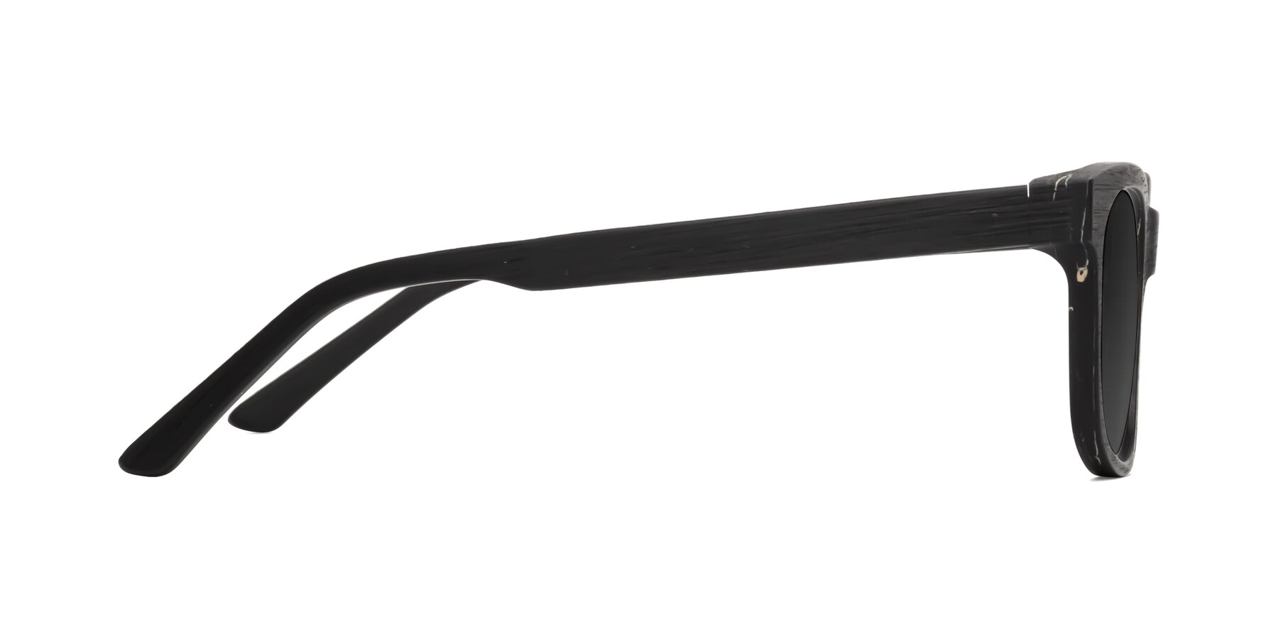 Side of Alfred in Black Woodgrain with Gray Tinted Lenses