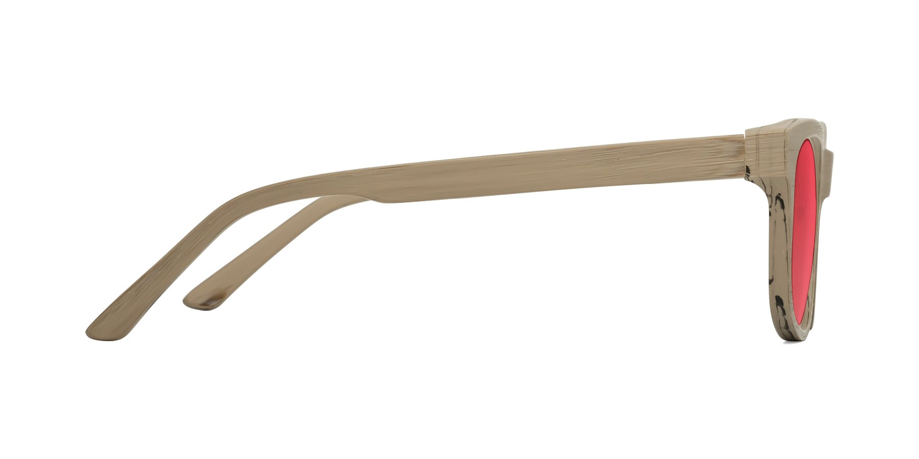 Side of Alfred in Pale Mauve Woodgrain with Red Tinted Lenses